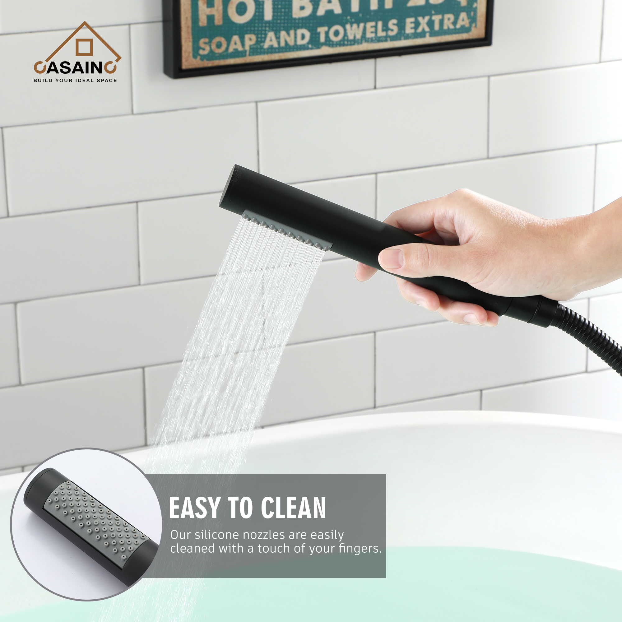 Single-Handle Floor Mount Freestanding Tub Faucet with Hand Shower in. Brushed Nickel/Matte Black/Chrome