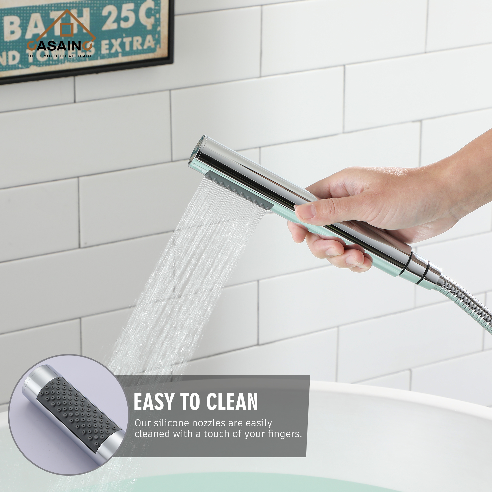 Single-Handle Floor Mount Freestanding Tub Faucet with Hand Shower in. Brushed Nickel/Matte Black/Chrome