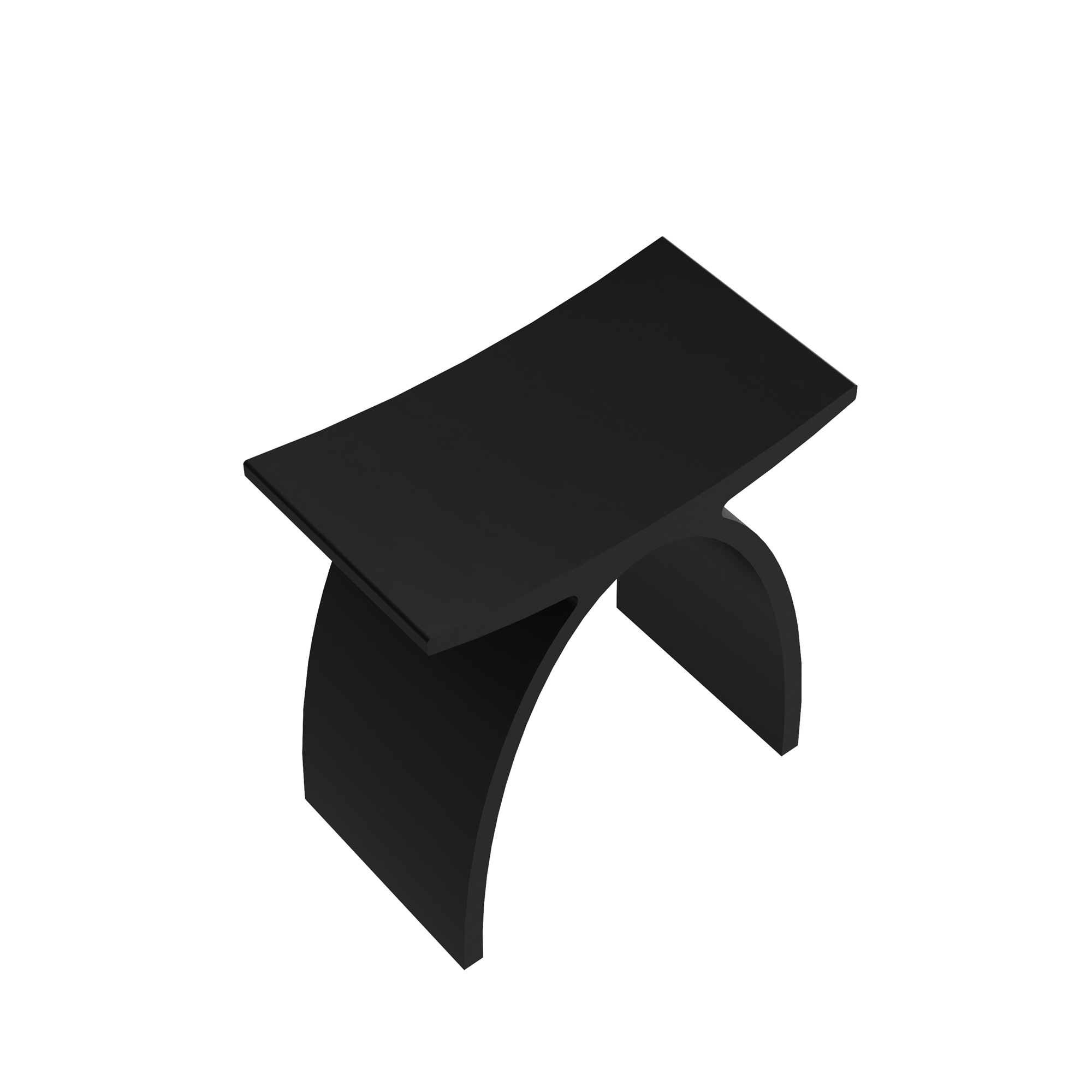 Solid Surface Stool for Bathroom - Matte White/Matte Black