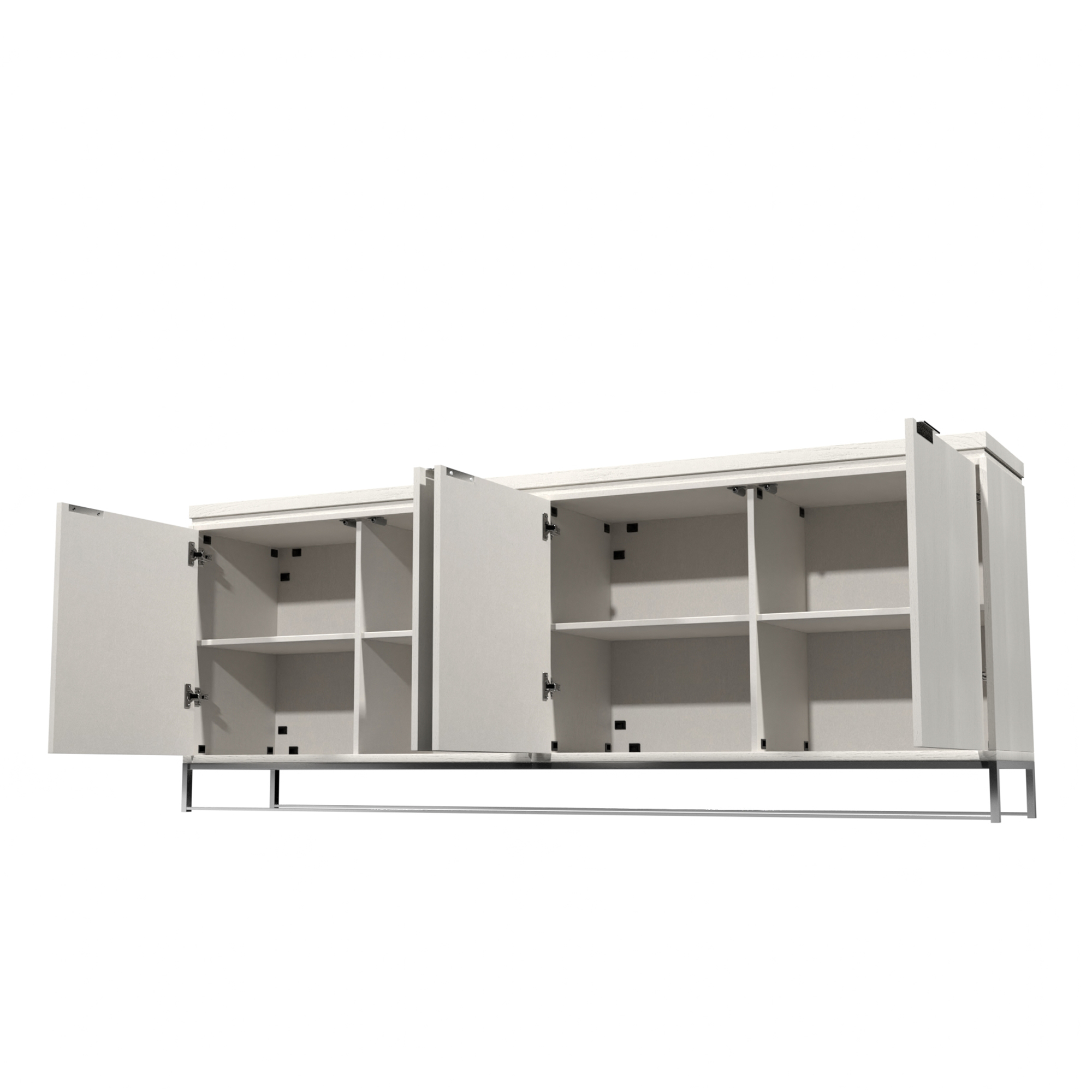 Dark Brown/White MDF 4-Door 81.5 in. Modern Buffet Sideboard Dining Table with Stainless Steel Brushed Gold Legs