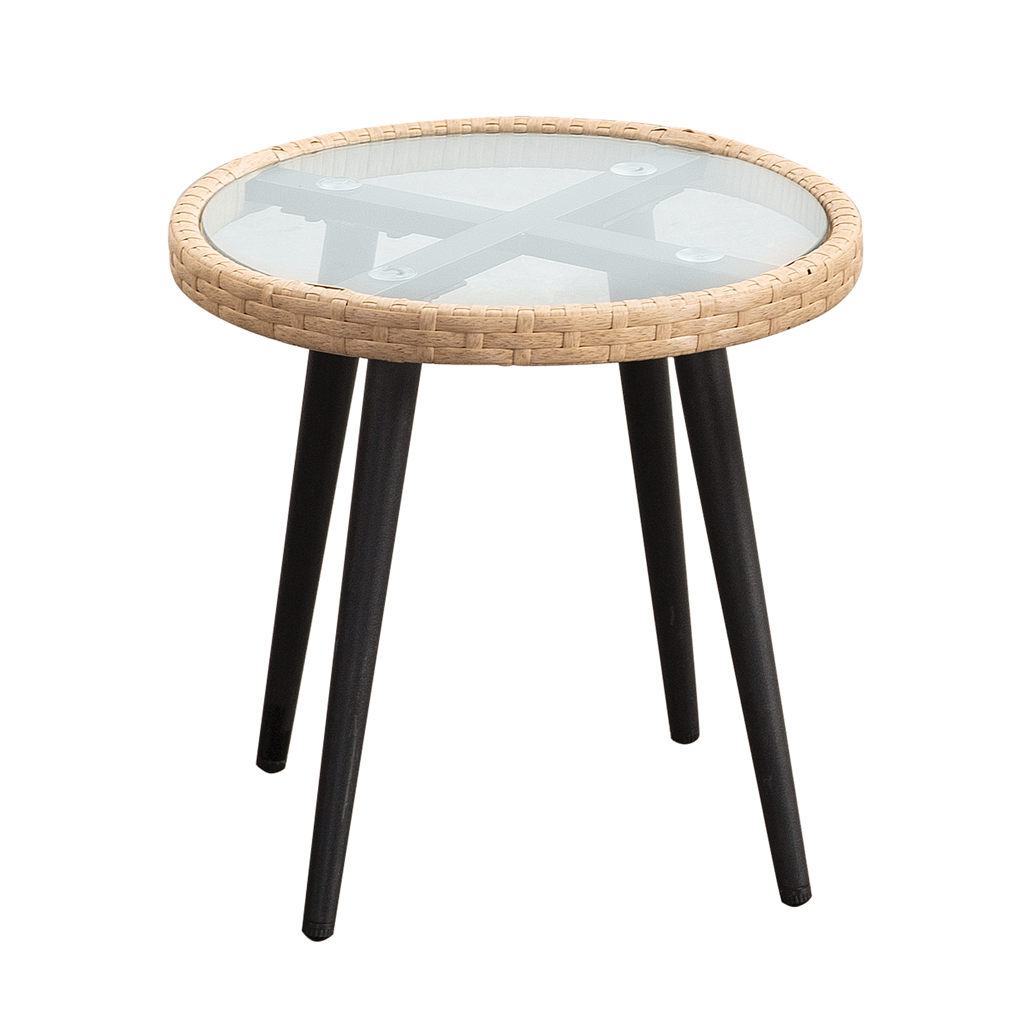 3-Piece PE Rattan Patio Bistro Set – 2 Chairs and 1 Coffee Table with Waterproof Cushions, Outdoor Furniture Set for Balcony/Garden, Beige