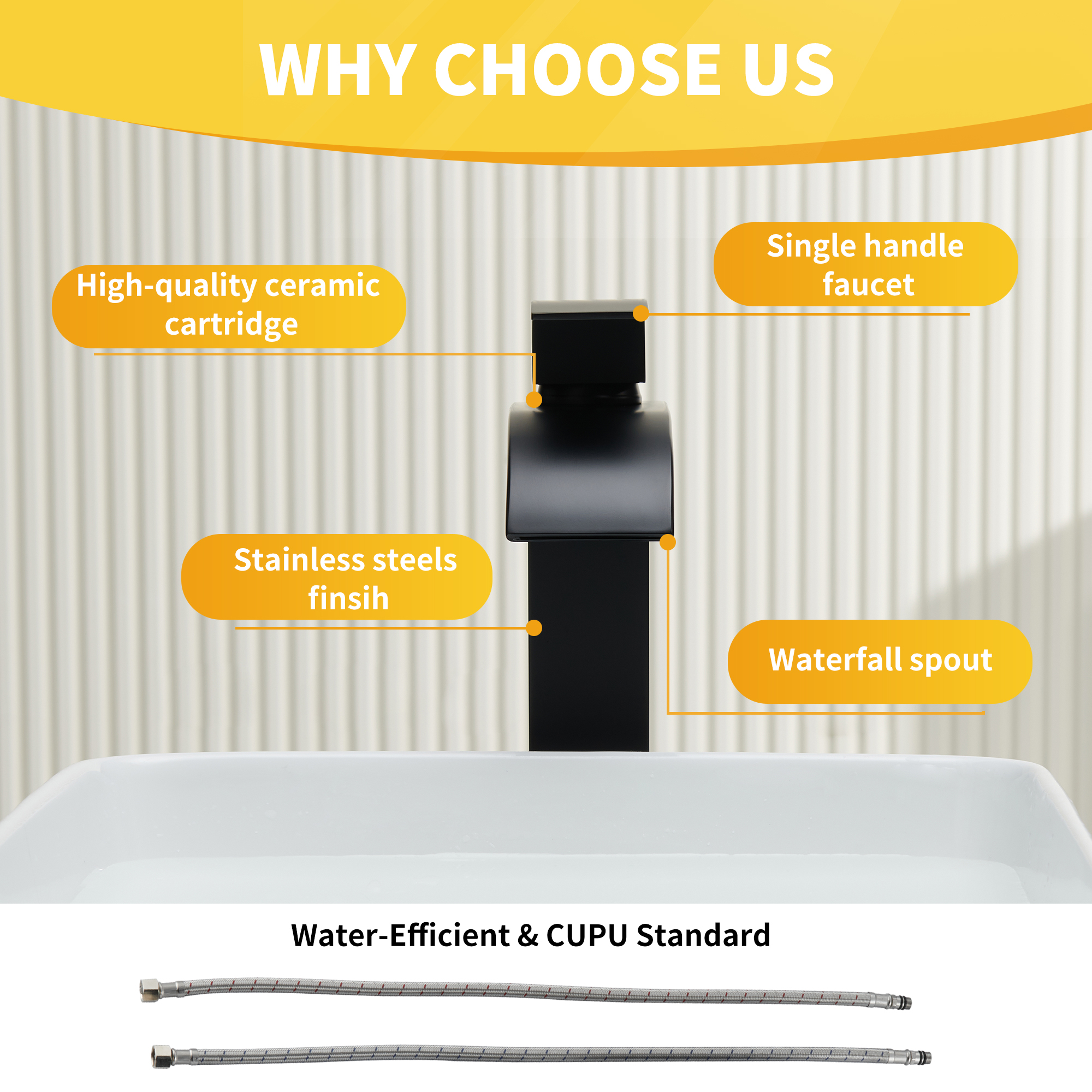 Mondawe bathroom vessel sink faucet for 1 hole