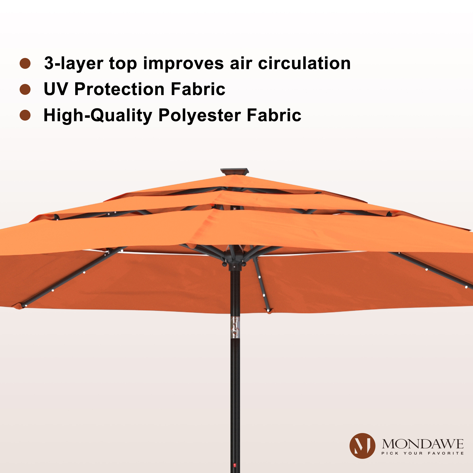 Mondawe 11-Ft Market Patio Umbrella with LED-Mondawe