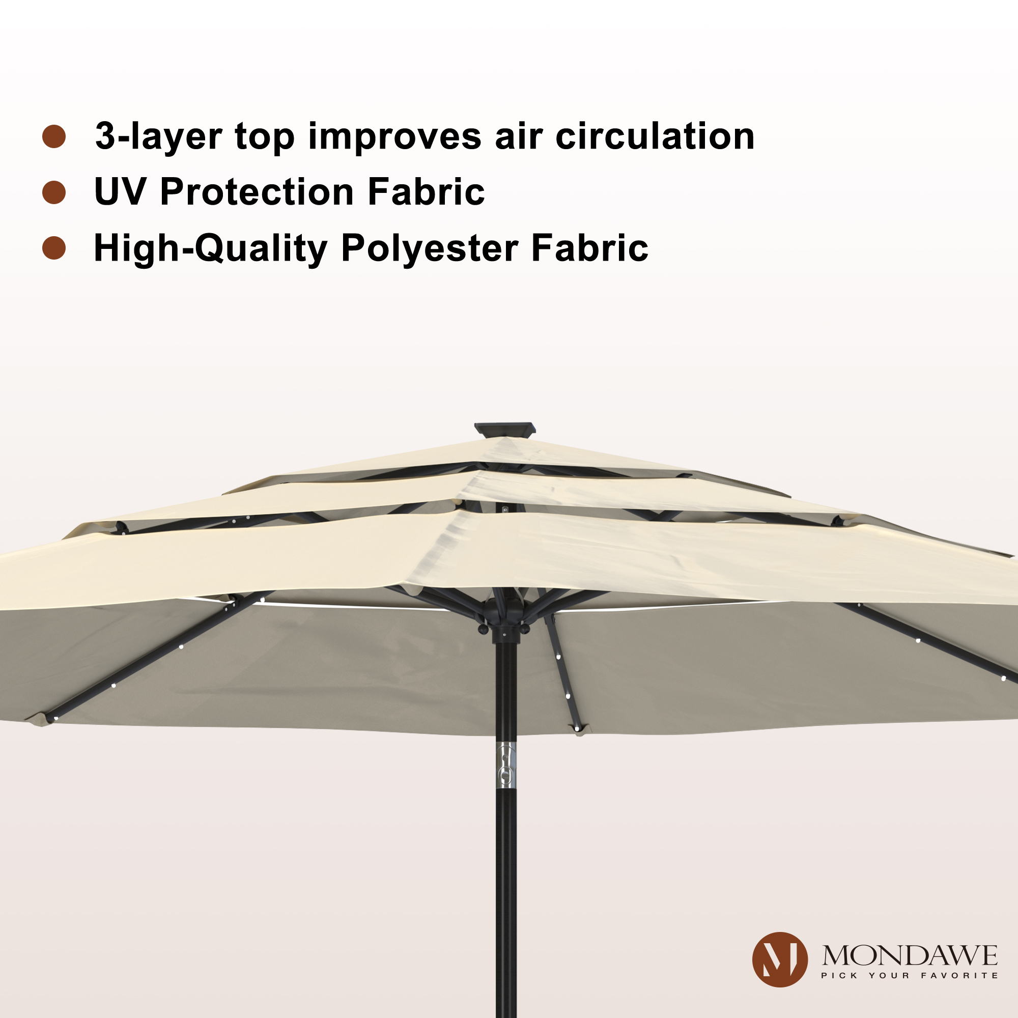 Mondawe 11-Ft Market Patio Umbrella with LED-Mondawe