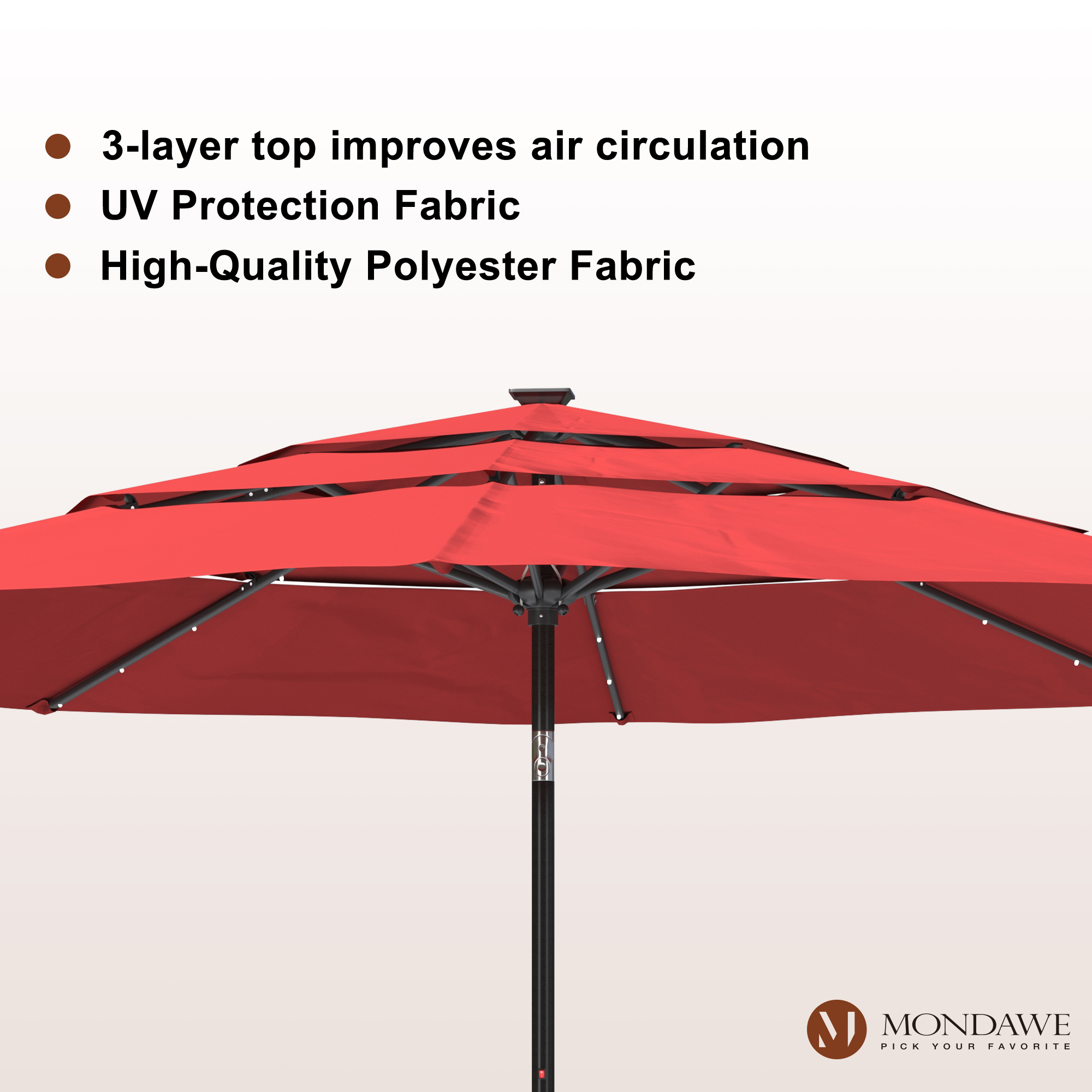 Mondawe 11-Ft Market Patio Umbrella with LED-Mondawe