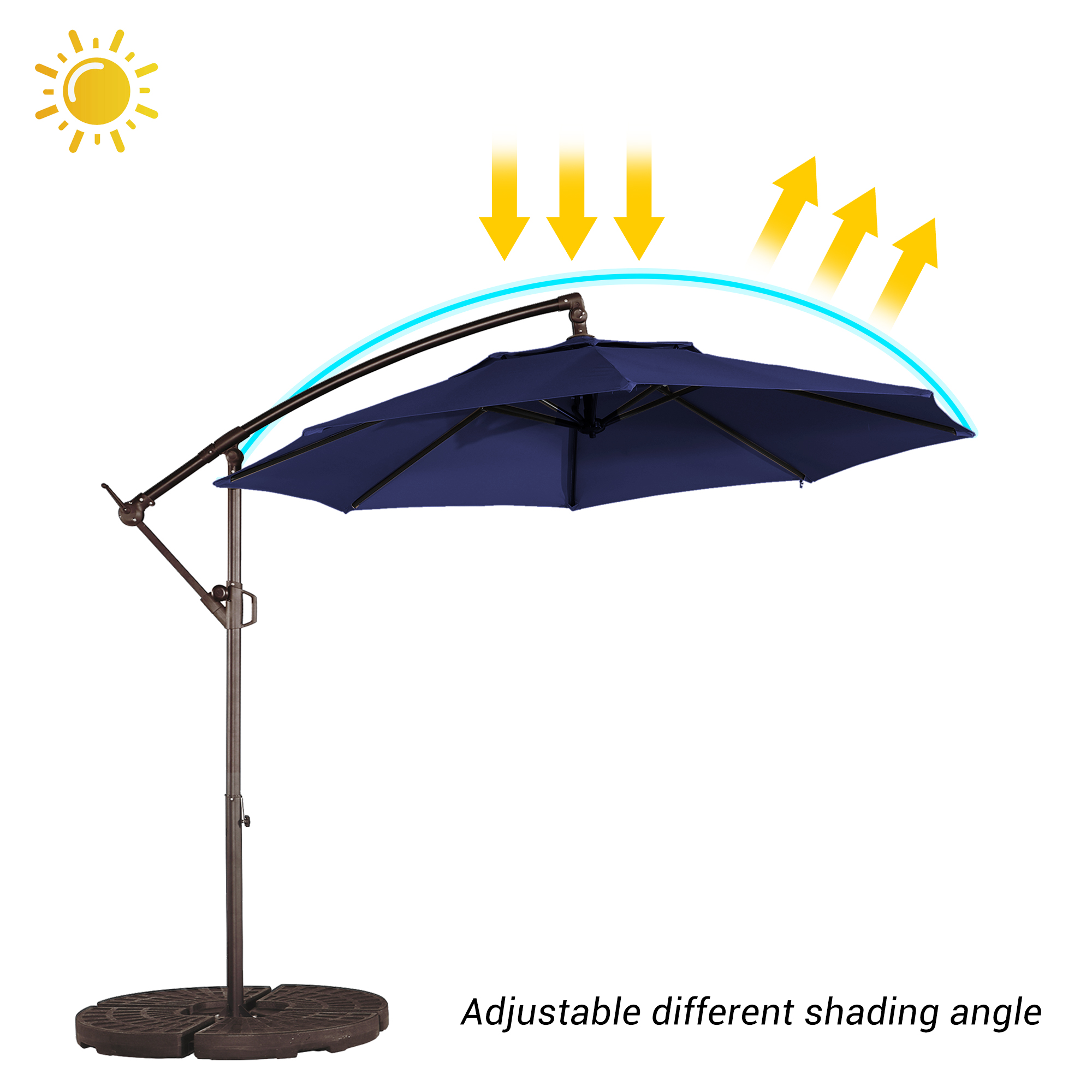 10 Ft Cantilever Patio Offset Umbrella Upgrade Crank Hanging Canopy Umbrella