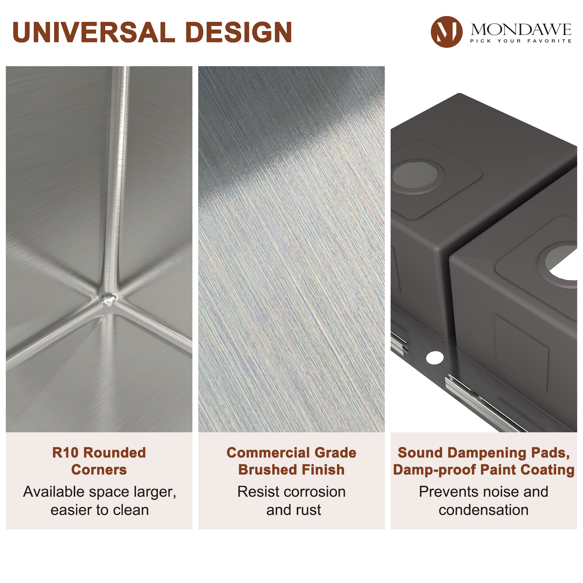 Drop-In 33-in x 22-in Brushed Stainless Steel Double Bowl Kitchen Sink-Mondawe