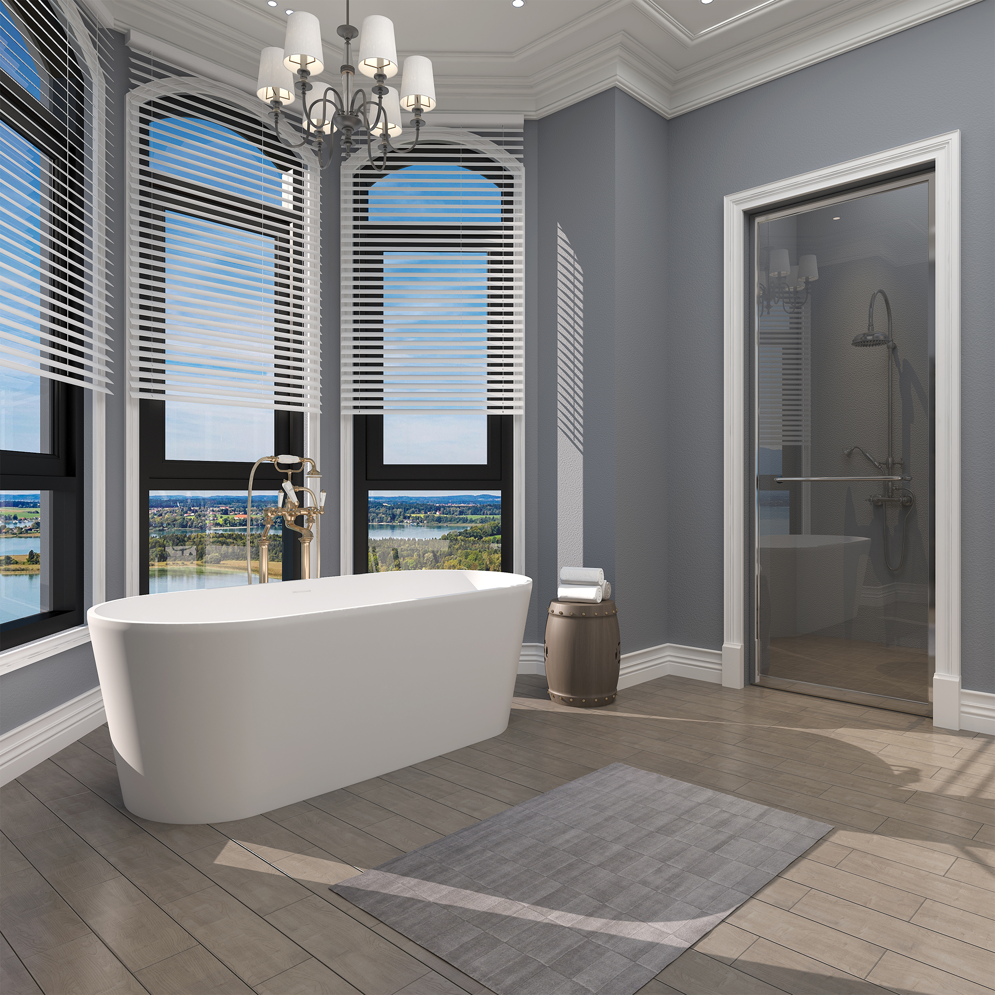 63" Matte White Faux Stone Freestanding Soaking Tub with Drain , Eco-friendly materials, hand-polished, freestanding soaking tub