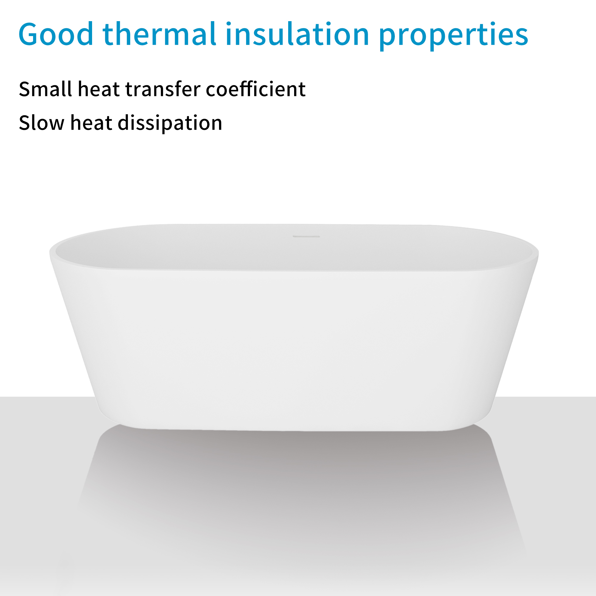 63" Matte White Faux Stone Freestanding Soaking Tub with Drain , Eco-friendly materials, hand-polished, freestanding soaking tub