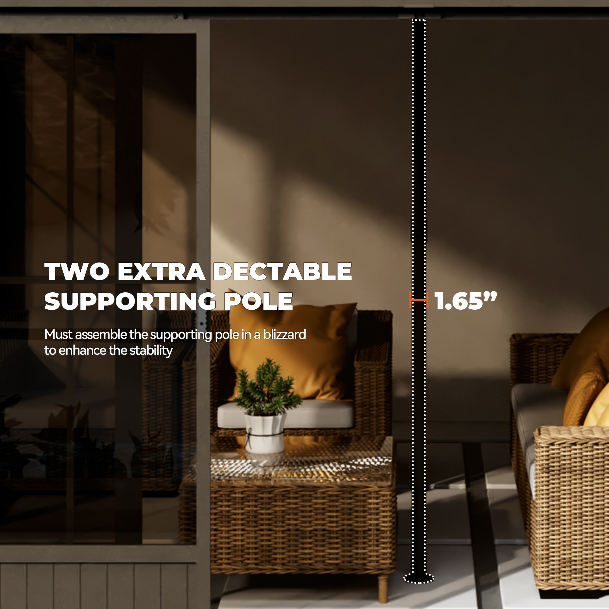 12 ft. x 14 ft. Wall Mounted Gazebo, All-Season Patio Gazebo Sunroom with Side Door, Outdoor Permanent Sunroom