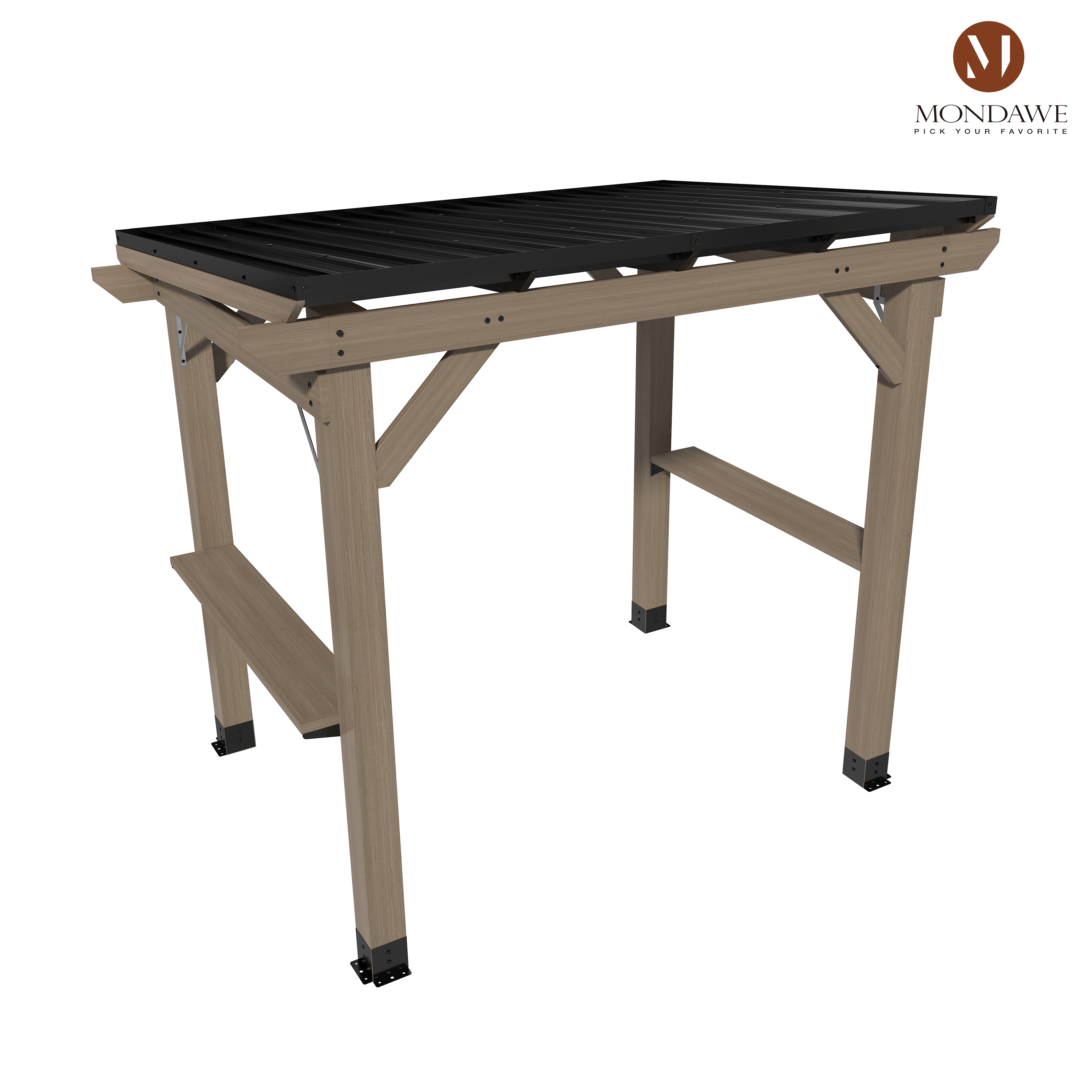 8 ft. x 6 ft. Cedar  Hardtop BBQ Gazebo with Two Side Wooden Holder