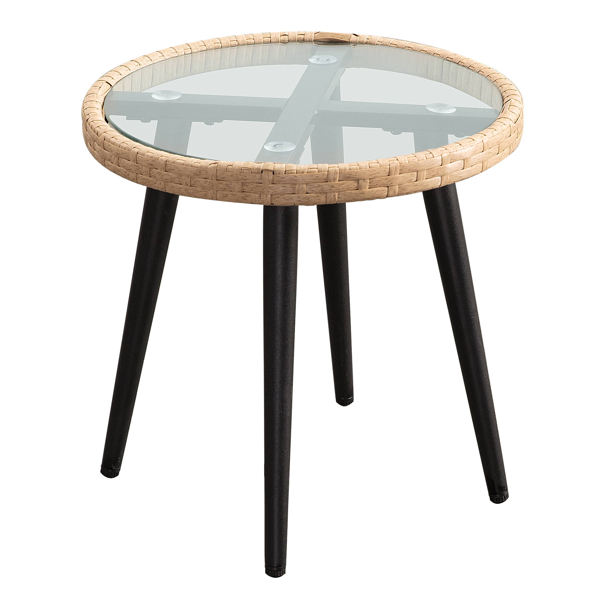 3-Piece PE Rattan Patio Bistro Set – 2 Chairs and 1 Coffee Table with Waterproof Cushions, Outdoor Furniture Set for Balcony/Garden, Beige