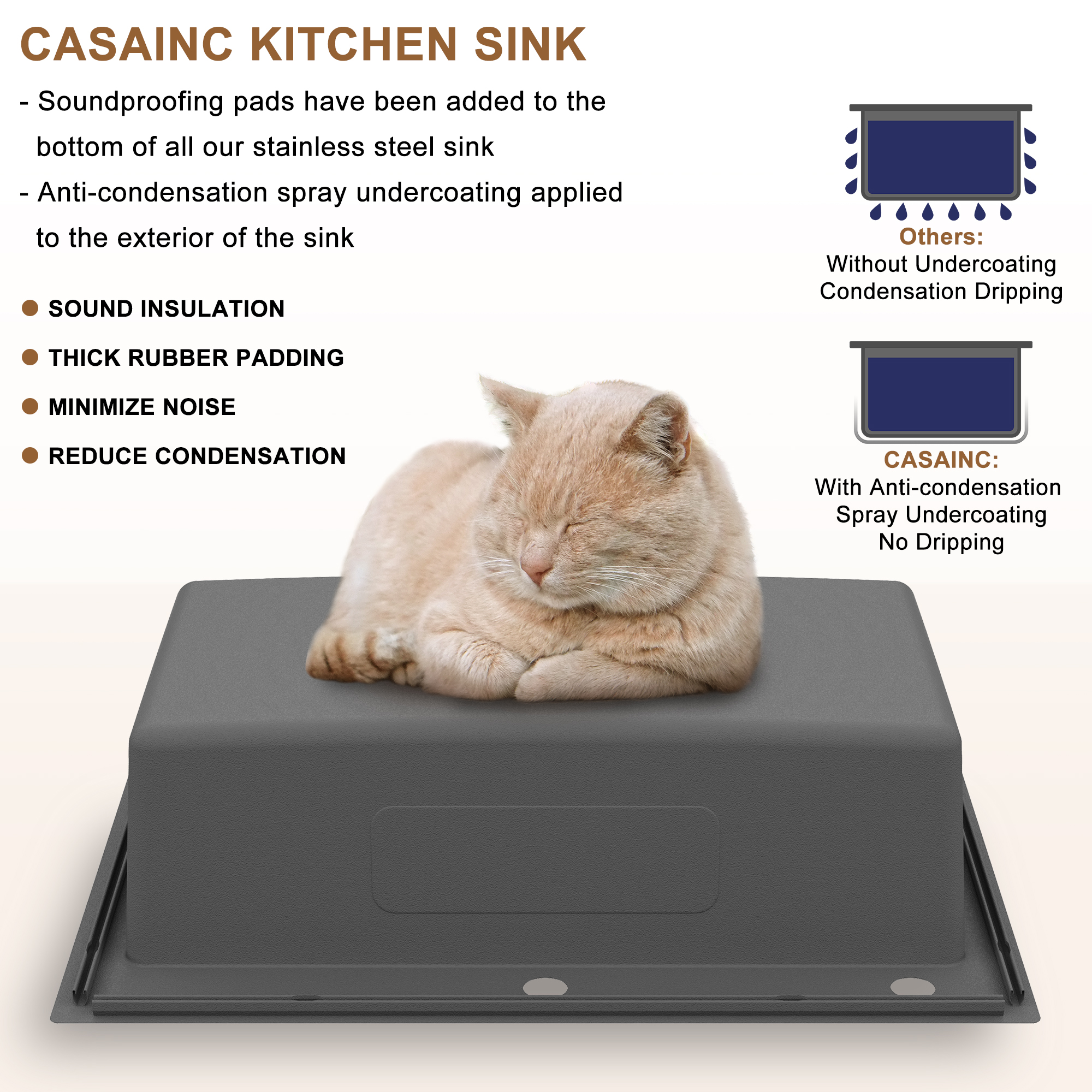 33-inch stainless steel sink on the counter installation single grooves with 2 faucet holes with drain grid and drainer thick 18Ga