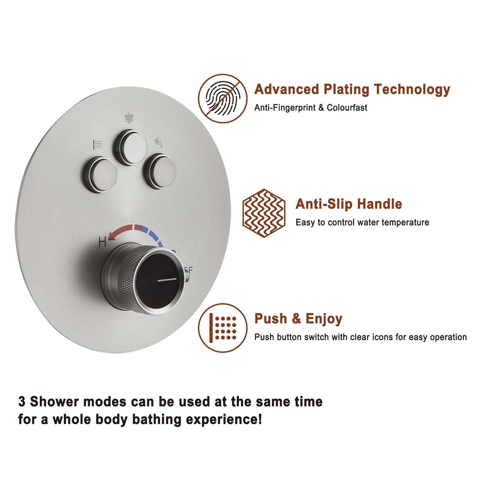 Mondawe Round Shower System With Body Jet,12 inch Wall Mounted High-Pressure Rainfall Shower Head Handheld and 6 pcs Body Sprays,Rain Shower Mixer Combo Set-Mondawe