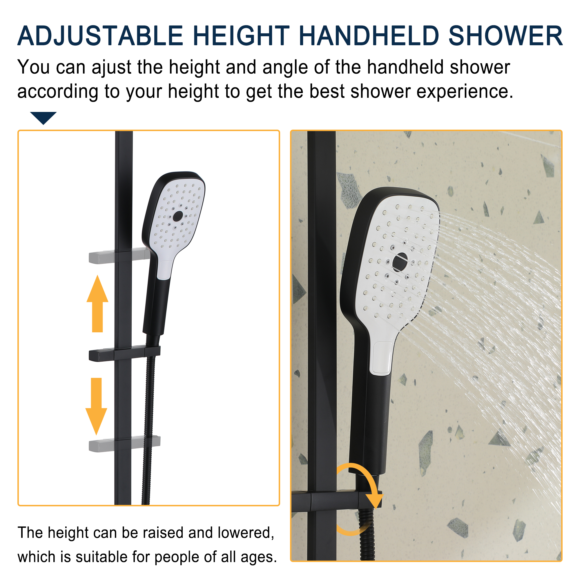 Shower Tub Kit, Matte Black Tub Shower Faucet Set, Bathtub Faucet with Sprayer, Wall Mount Shower Faucet with Tub Spout, Modern Multi-Function Handheld Shower Faucet for Bathtub