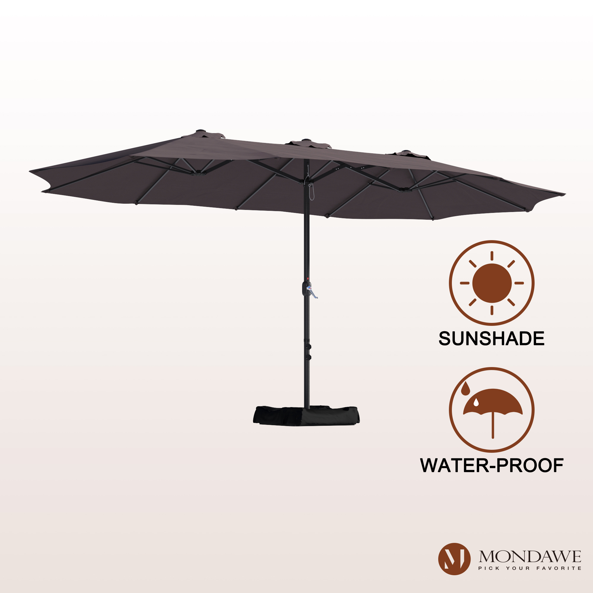 Mondawe 15ft Rectangular Patio Market Umbrella with Base-Mondawe