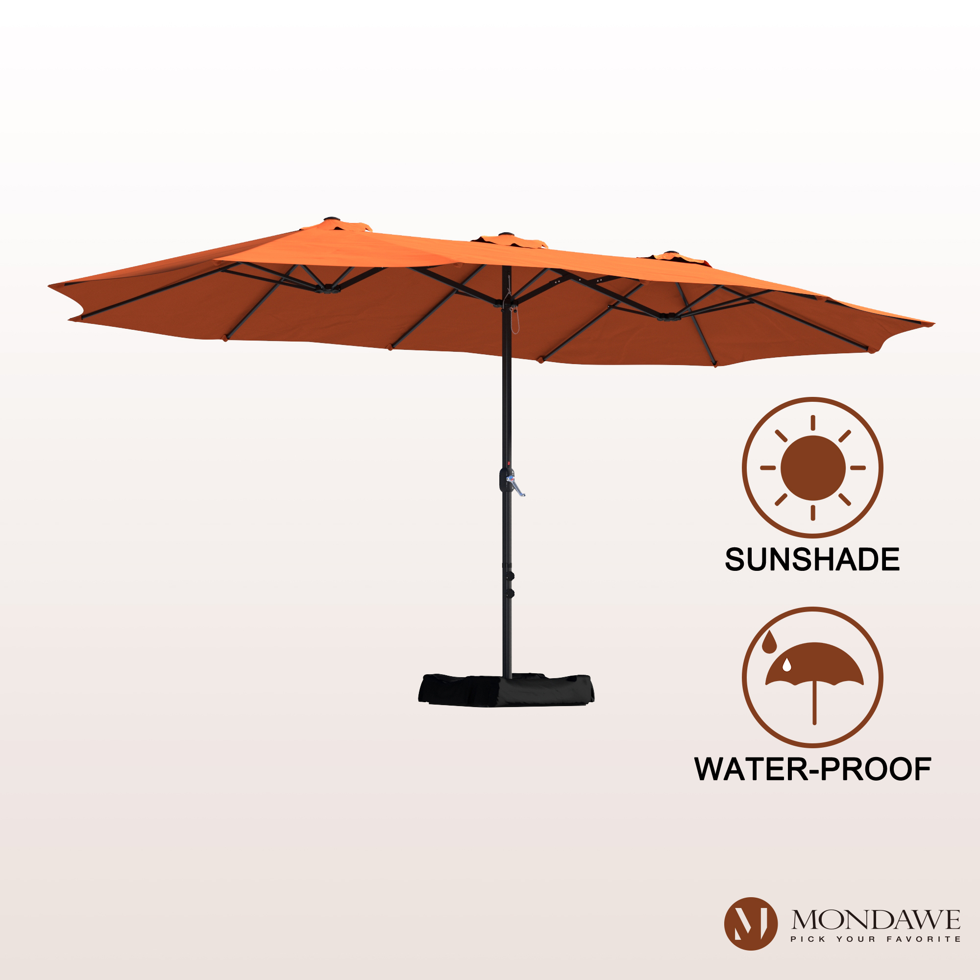 Mondawe 15ft Rectangular Patio Market Umbrella with Base-Mondawe