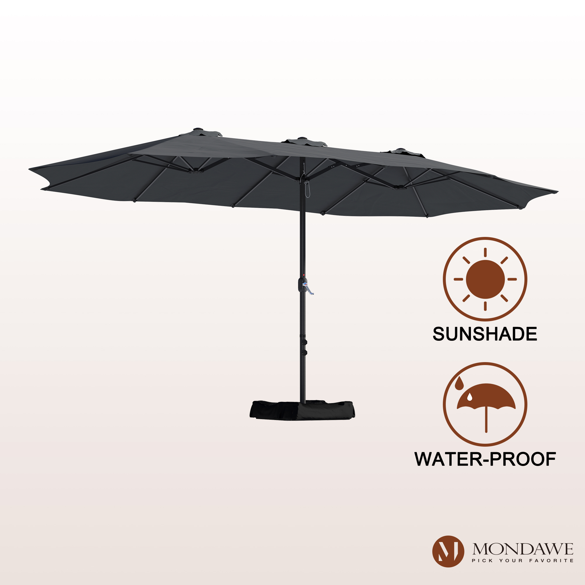 Mondawe 15ft Rectangular Patio Market Umbrella with Base-Mondawe