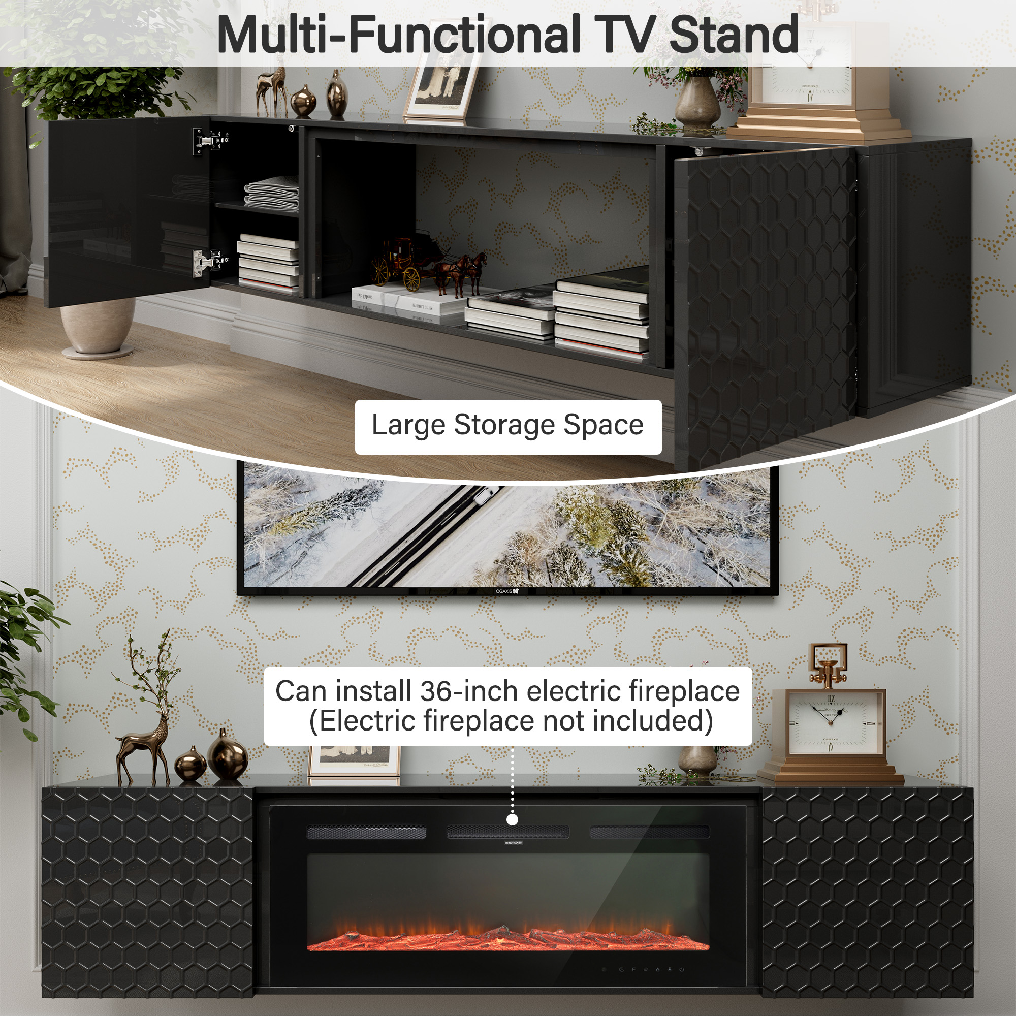 Wall Mount Floating TV Stand up for 70/80 inch TV