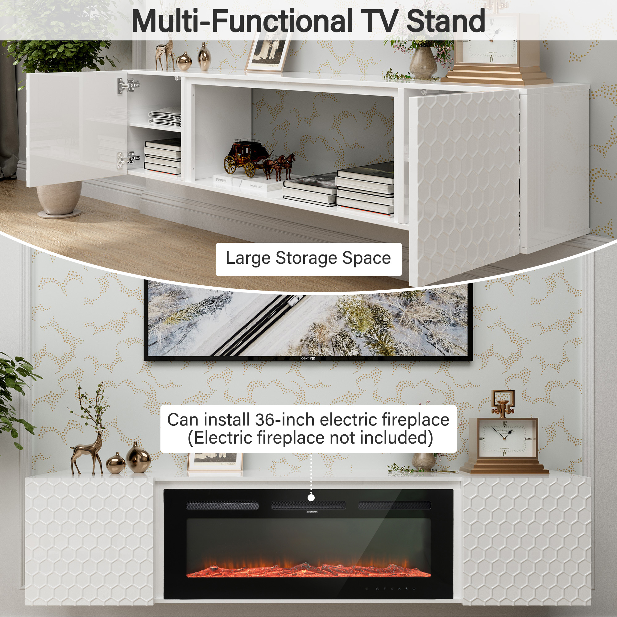 Wall Mount Floating TV Stand up for 70/80 inch TV