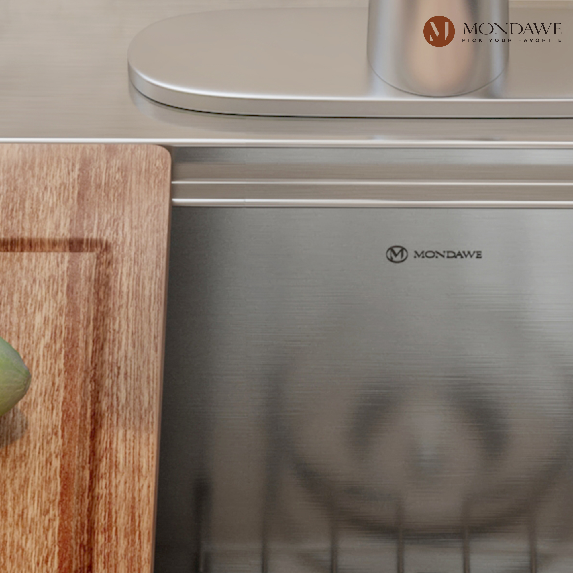 Drop-In 33-in x 22-in Brushed Stainless Steel Single Bowl Workstation Kitchen Sink-Mondawe