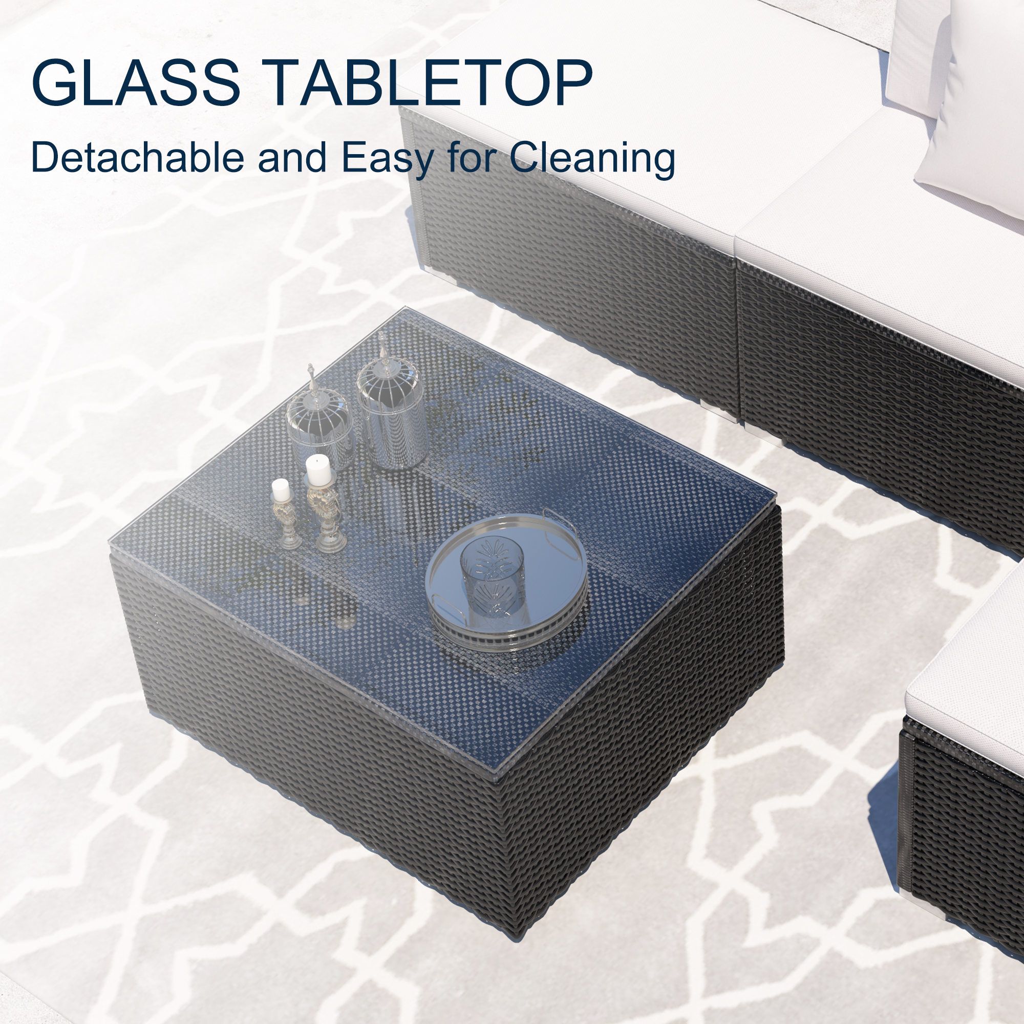 5-Piece All-Weather Wicker Patio Conversation Set with Cushions