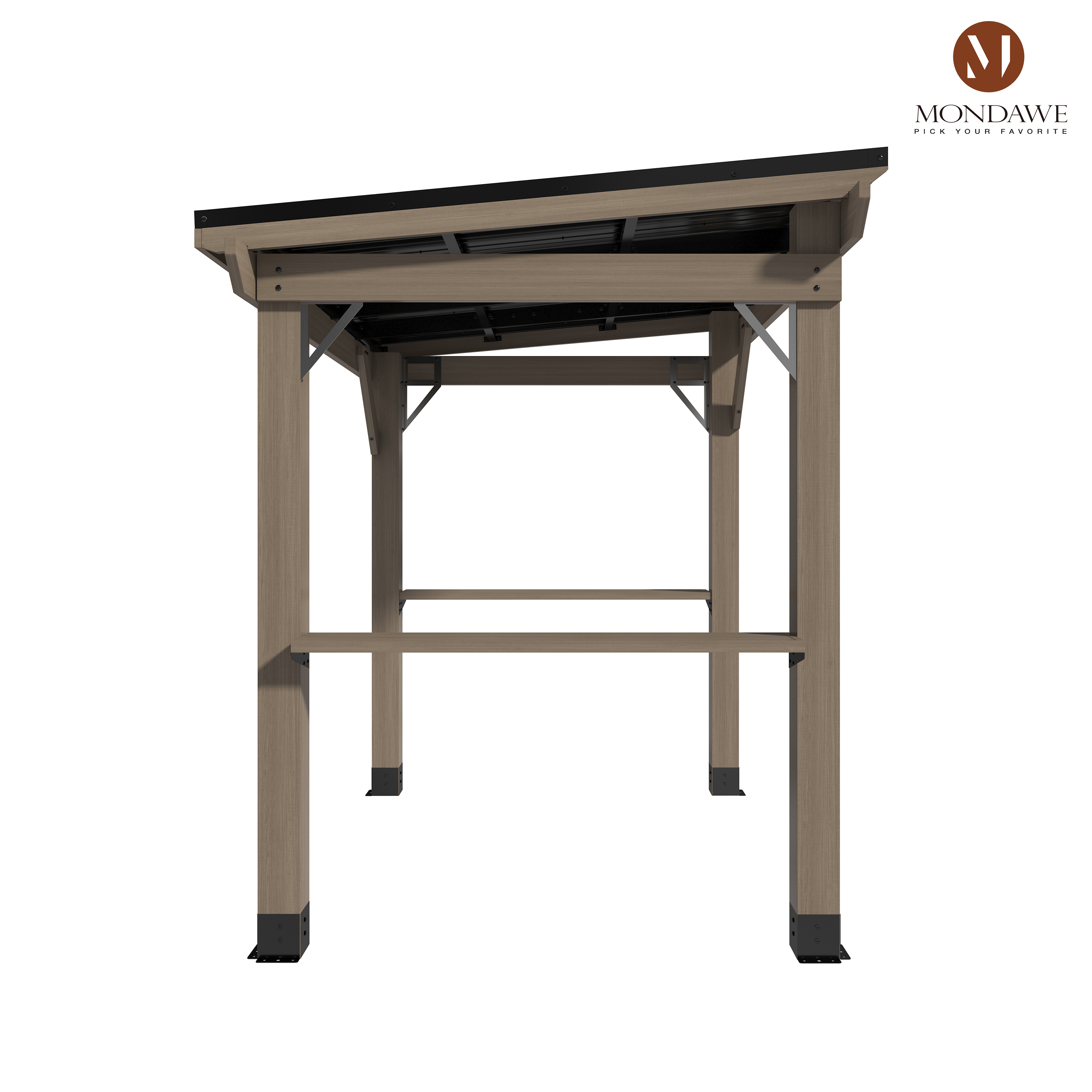 8 ft. x 6 ft. Cedar  Hardtop BBQ Gazebo with Two Side Wooden Holder