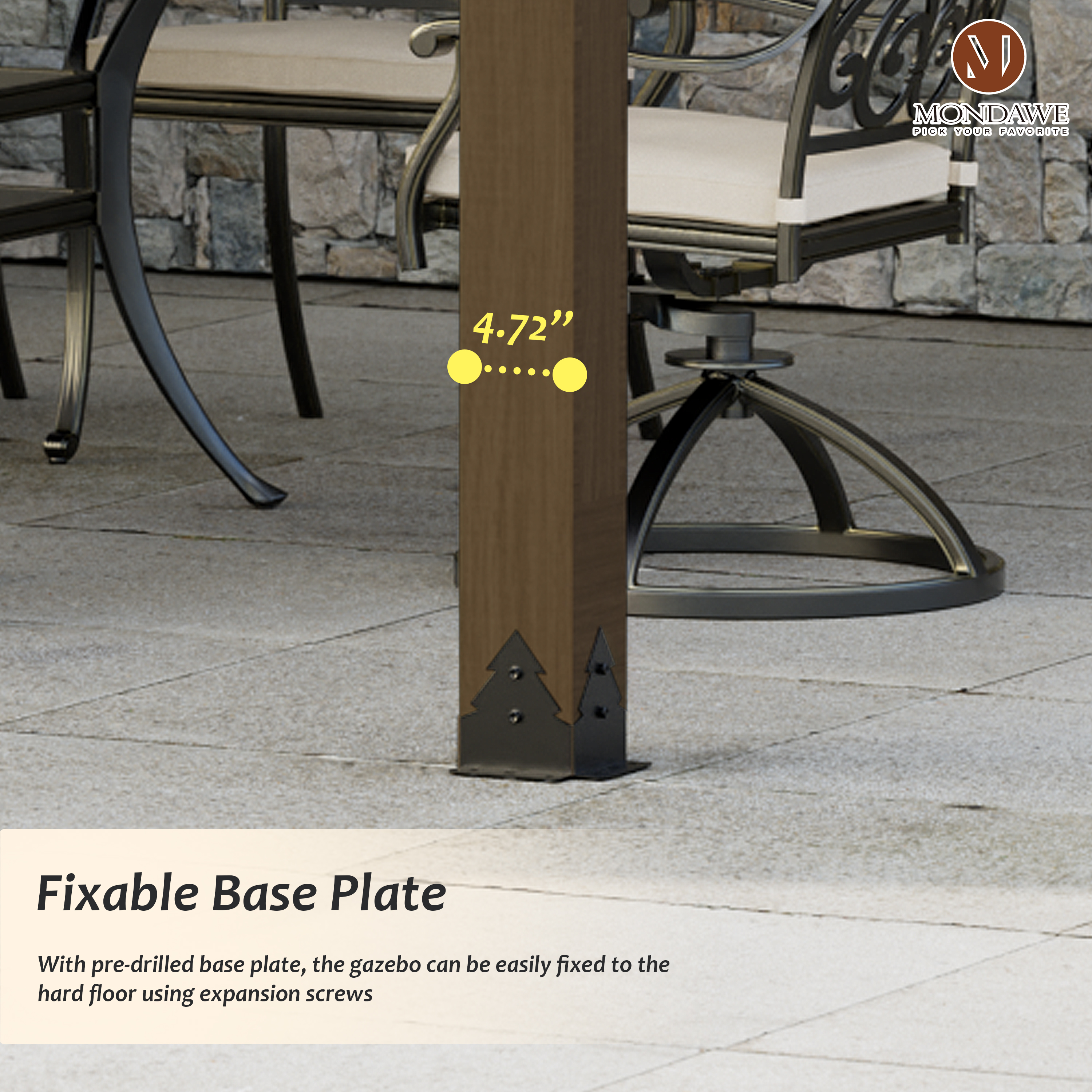 Outdoor Cedar Wooden Hardtop Gazebo with Pitched Galvanized Steel Roof