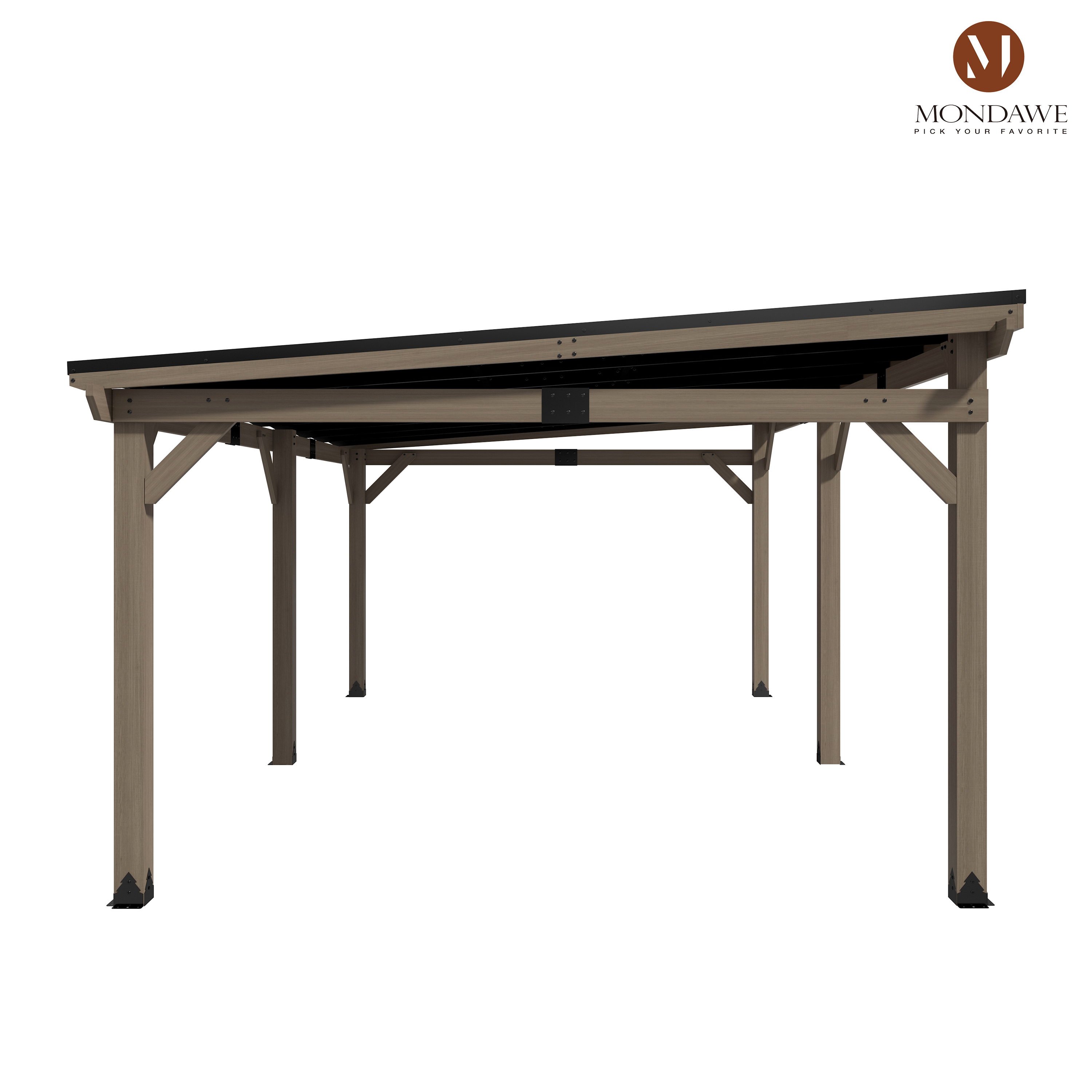 Outdoor Cedar Wooden Hardtop Gazebo with Pitched Galvanized Steel Roof