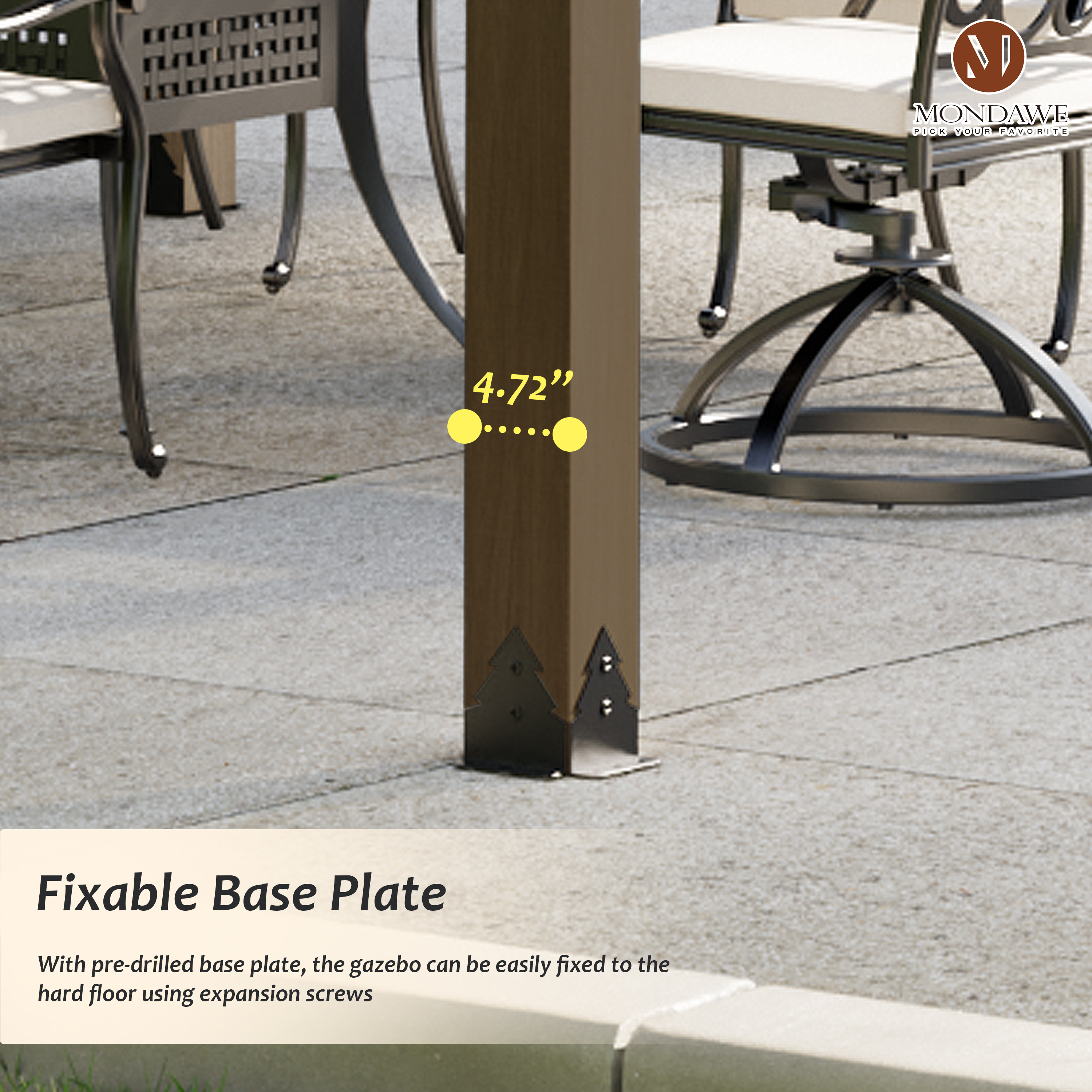 Outdoor Cedar Wooden Hardtop Gazebo with Pitched Galvanized Steel Roof