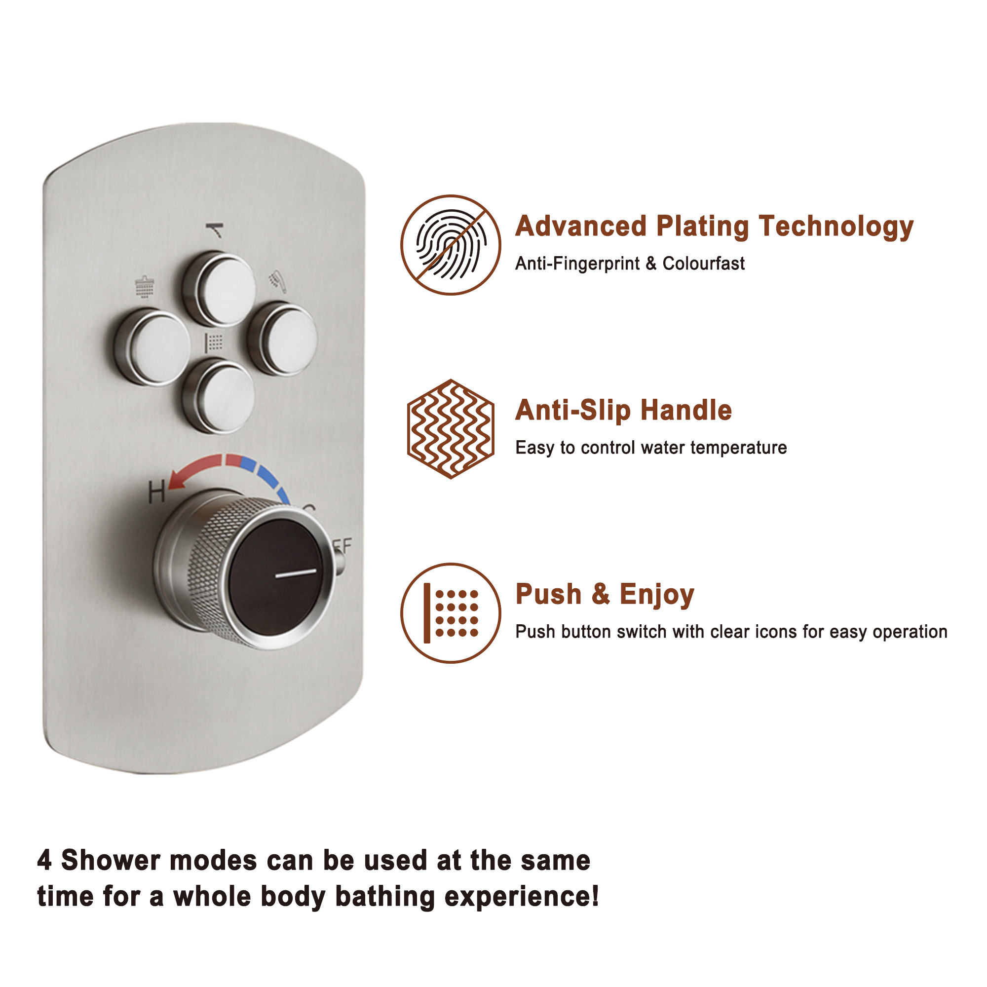 Mondawe Pressure Balanced 4-Spray Patterns 22 in. Wall Mounted Rainfall Dual Shower Heads-Mondawe