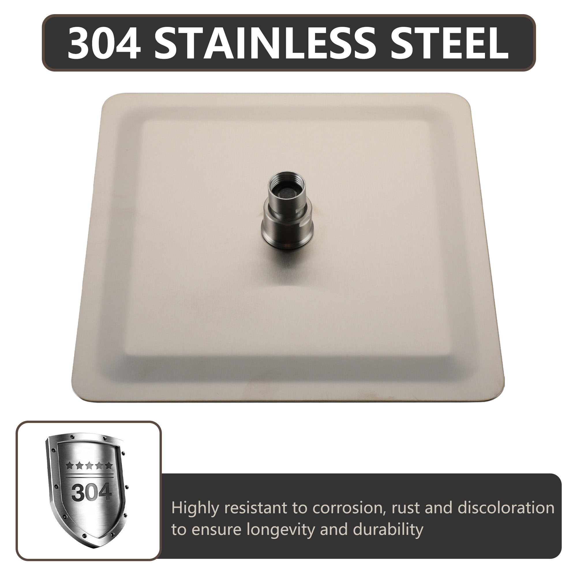 10"/12" Stainless Steel 360 Degree Adjustable 0.08" Ultra-thin Rectangle Shower Head In Matte Black/Brushed Nickel