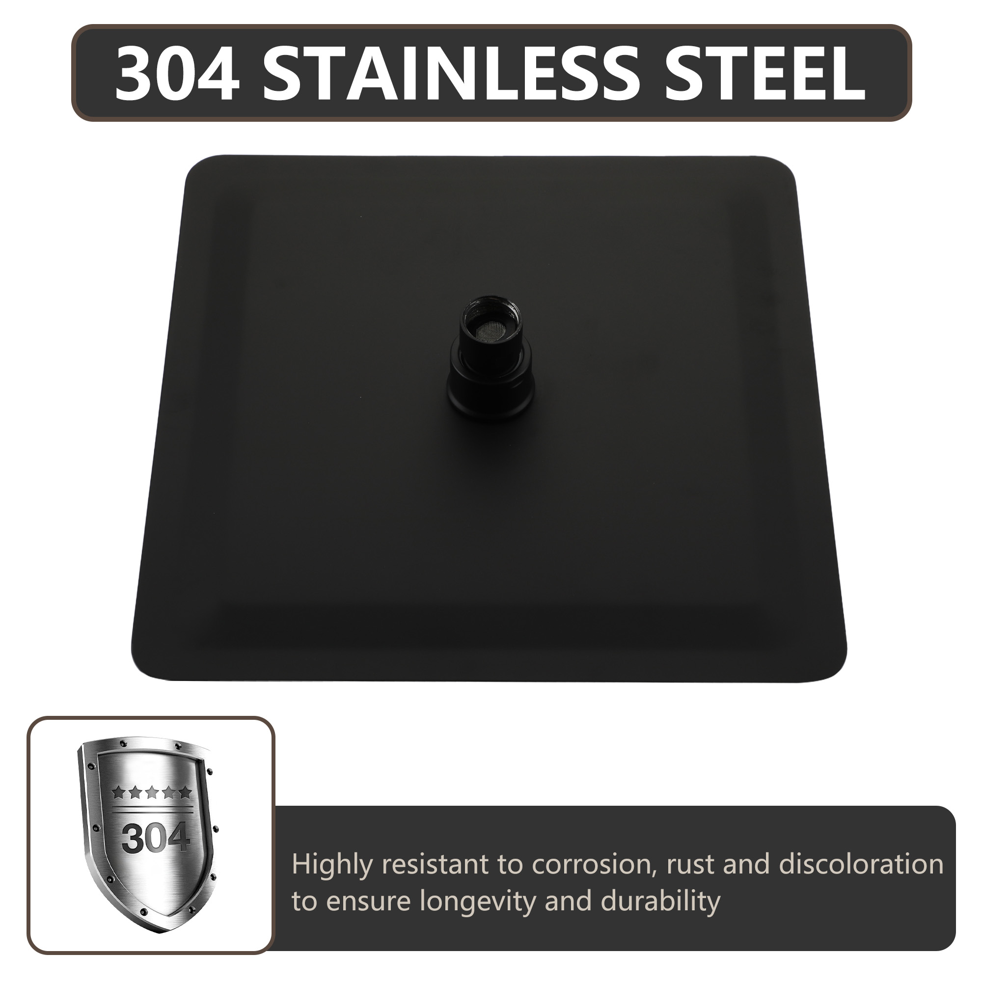 10"/12" Stainless Steel 360 Degree Adjustable 0.08" Ultra-thin Rectangle Shower Head In Matte Black/Brushed Nickel