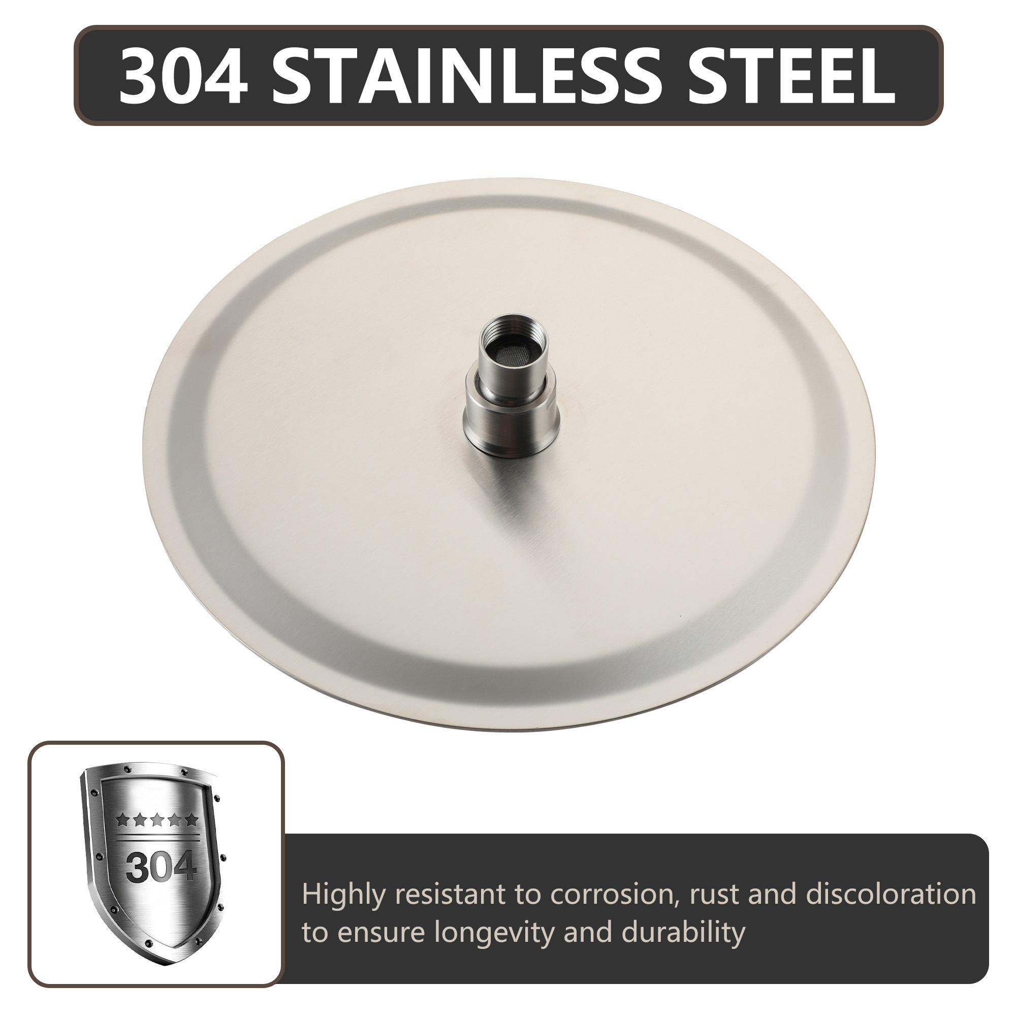 10"/12" Stainless Steel 360 Degree Adjustable 0.08" Ultra-thin Round Shower Head In Matte Black/Brushed Nickel