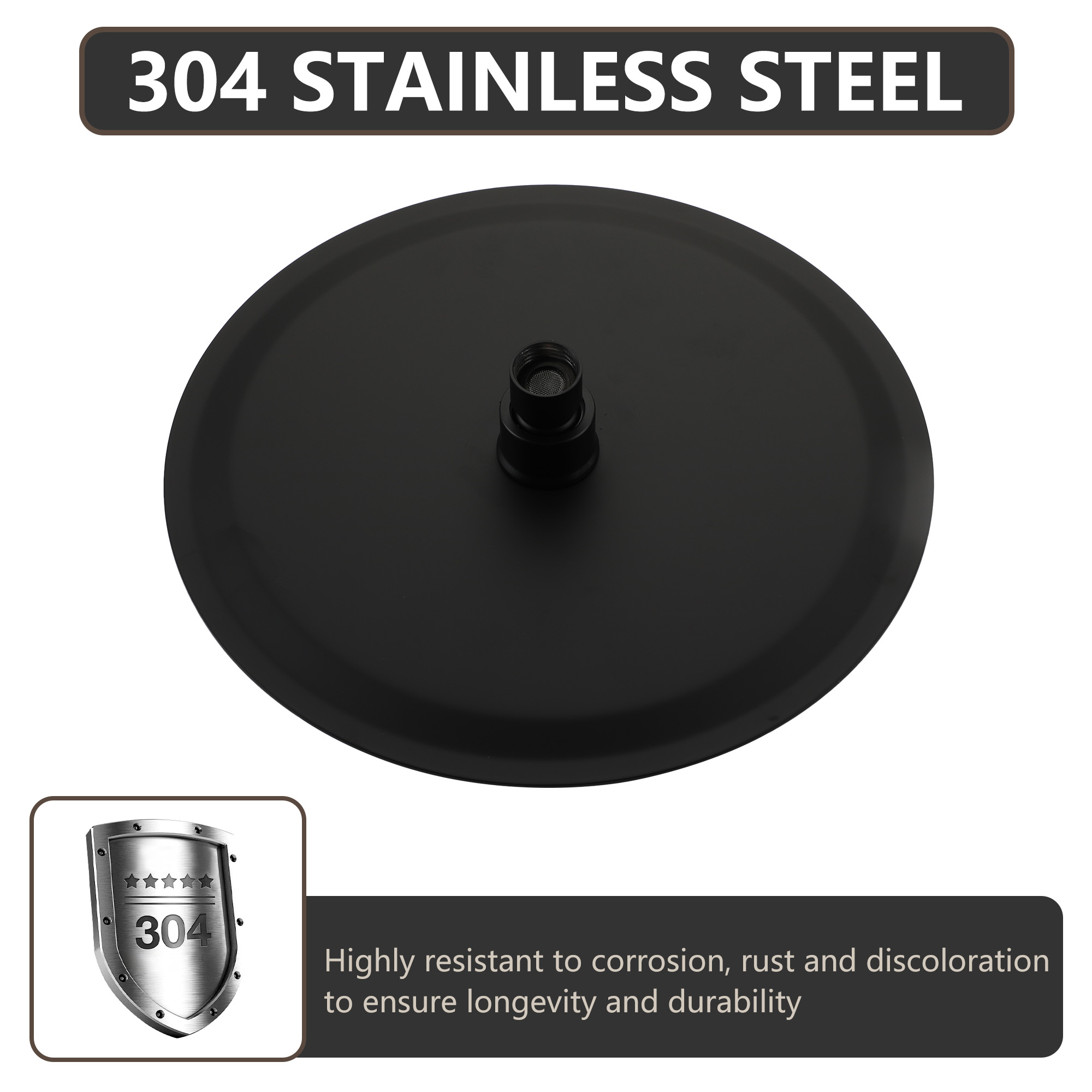 10"/12" Stainless Steel 360 Degree Adjustable 0.08" Ultra-thin Round Shower Head In Matte Black/Brushed Nickel