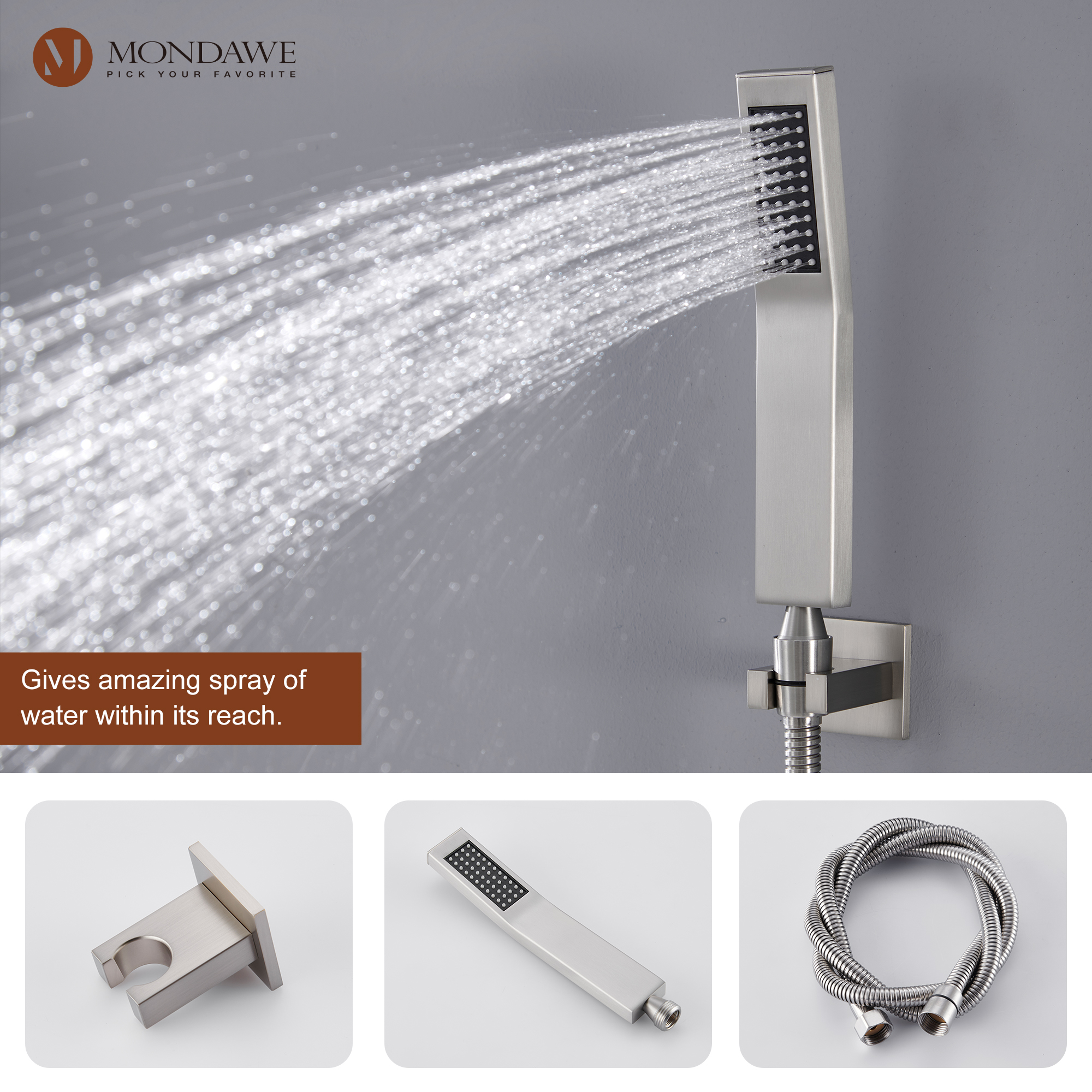 Mondawe 4-Way Shower System with LED and Music Player in Black/Nickel/Gold-Mondawe