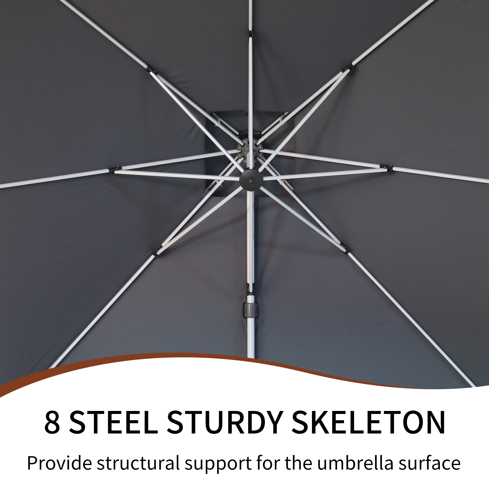 10/11ft Square Cantilever Patio Umbrella with 5 Adjustable Angles, Outdoor Sunshade with Base for Deck, Garden, or Pool