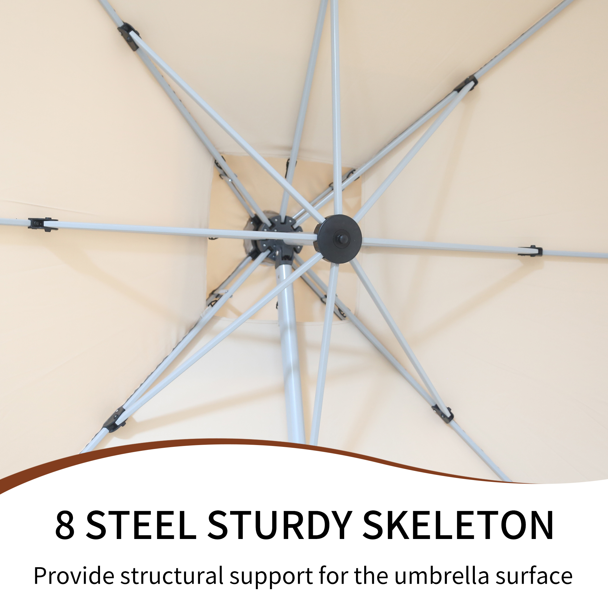 10/11ft Square Cantilever Patio Umbrella with 5 Adjustable Angles, Outdoor Sunshade with Base for Deck, Garden, or Pool