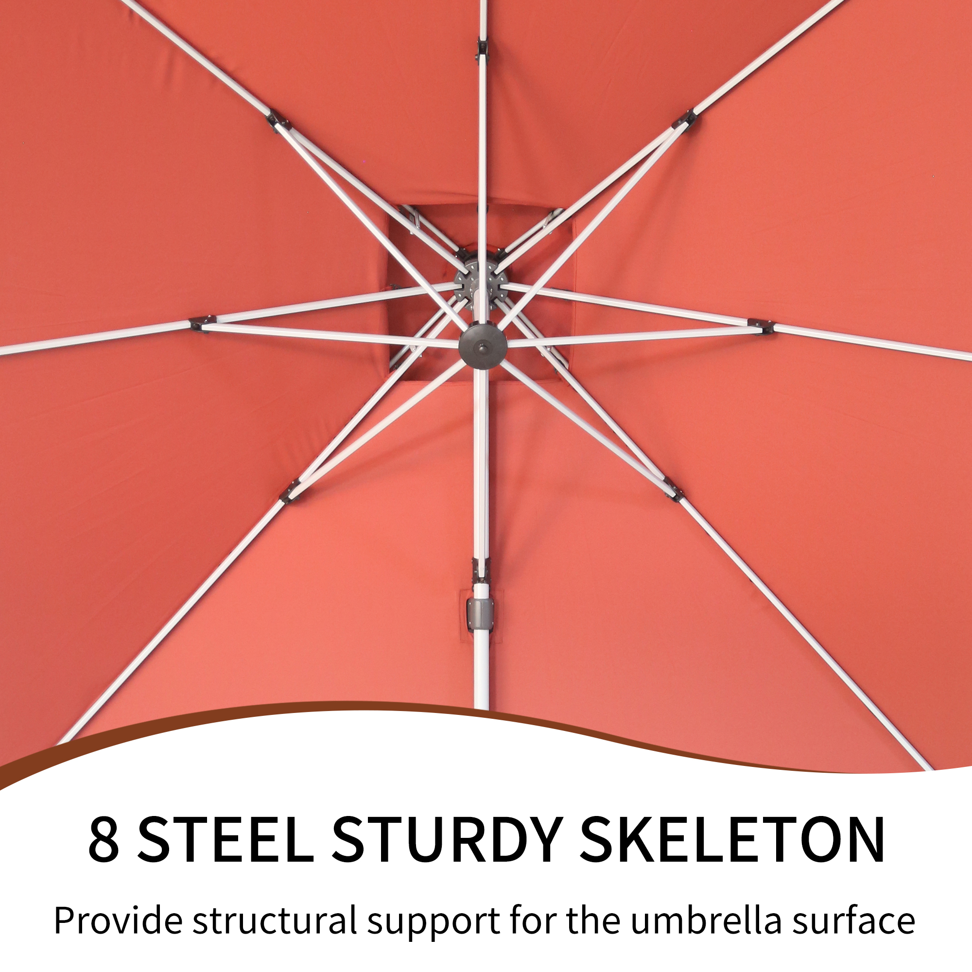 10/11ft Square Cantilever Patio Umbrella with 5 Adjustable Angles, Outdoor Sunshade with Base for Deck, Garden, or Pool