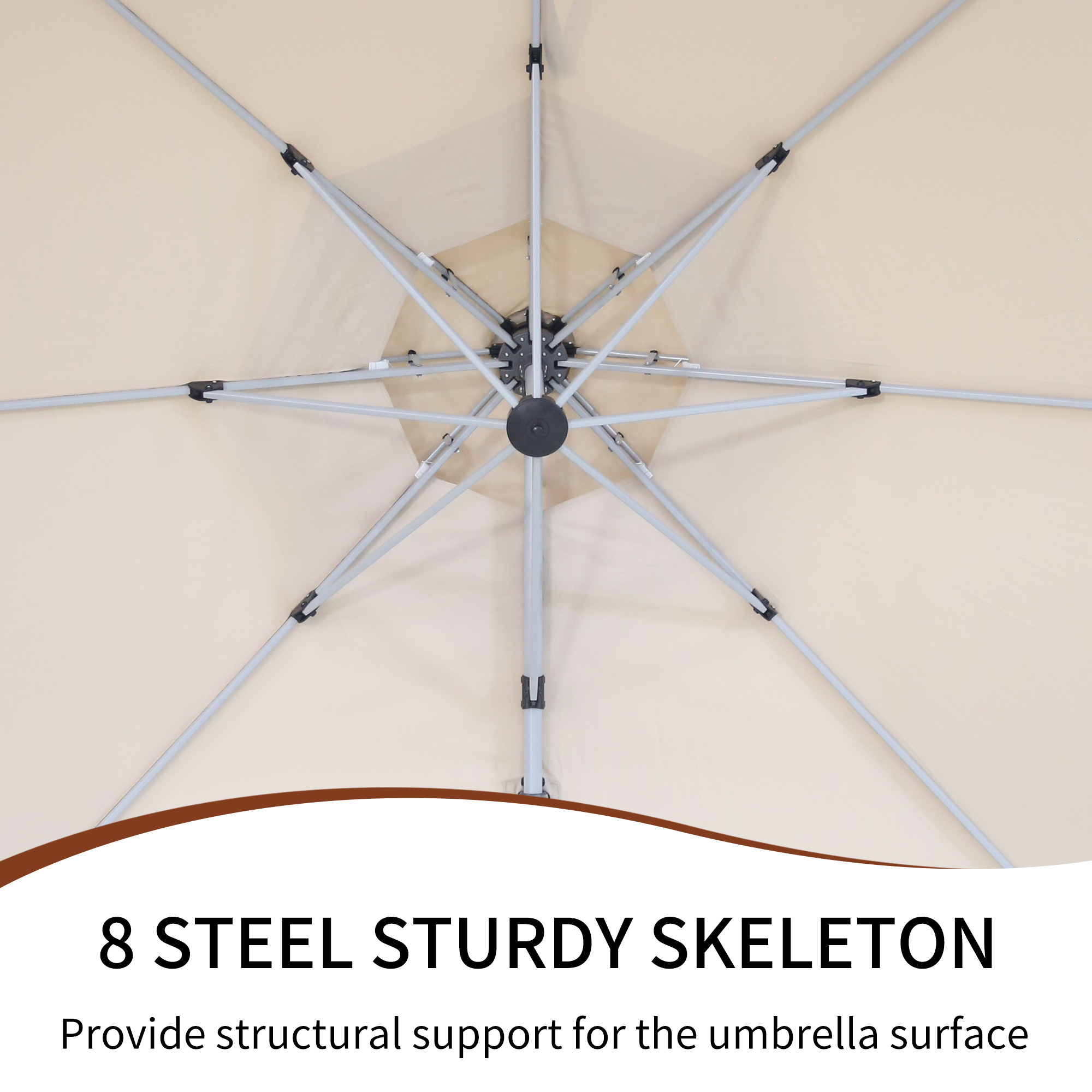 10/11ft Square Cantilever Patio Umbrella with 5 Adjustable Angles, Outdoor Sunshade with Base for Deck, Garden, or Pool