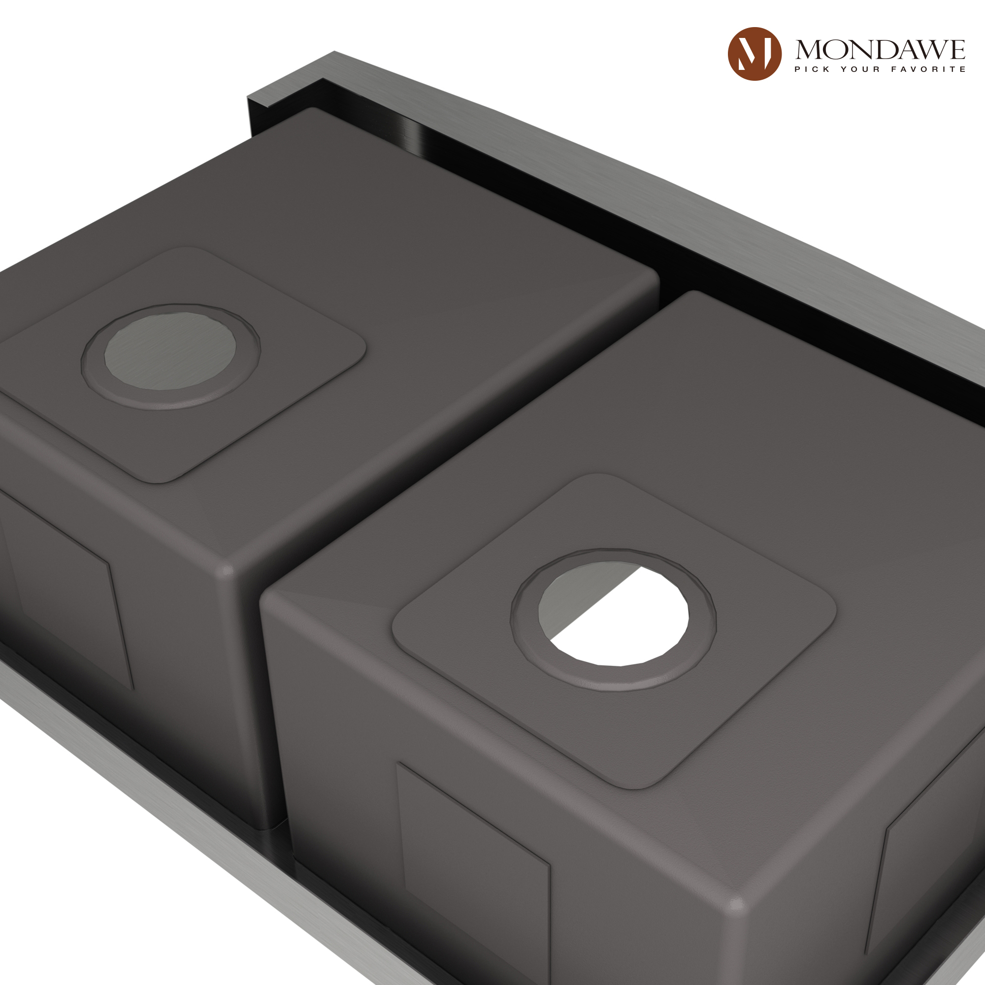 33 inch Farmhouse Apron Front 33-in x 22-in Brushed Stainless Steel Double Bowl Kitchen Sink-Mondawe