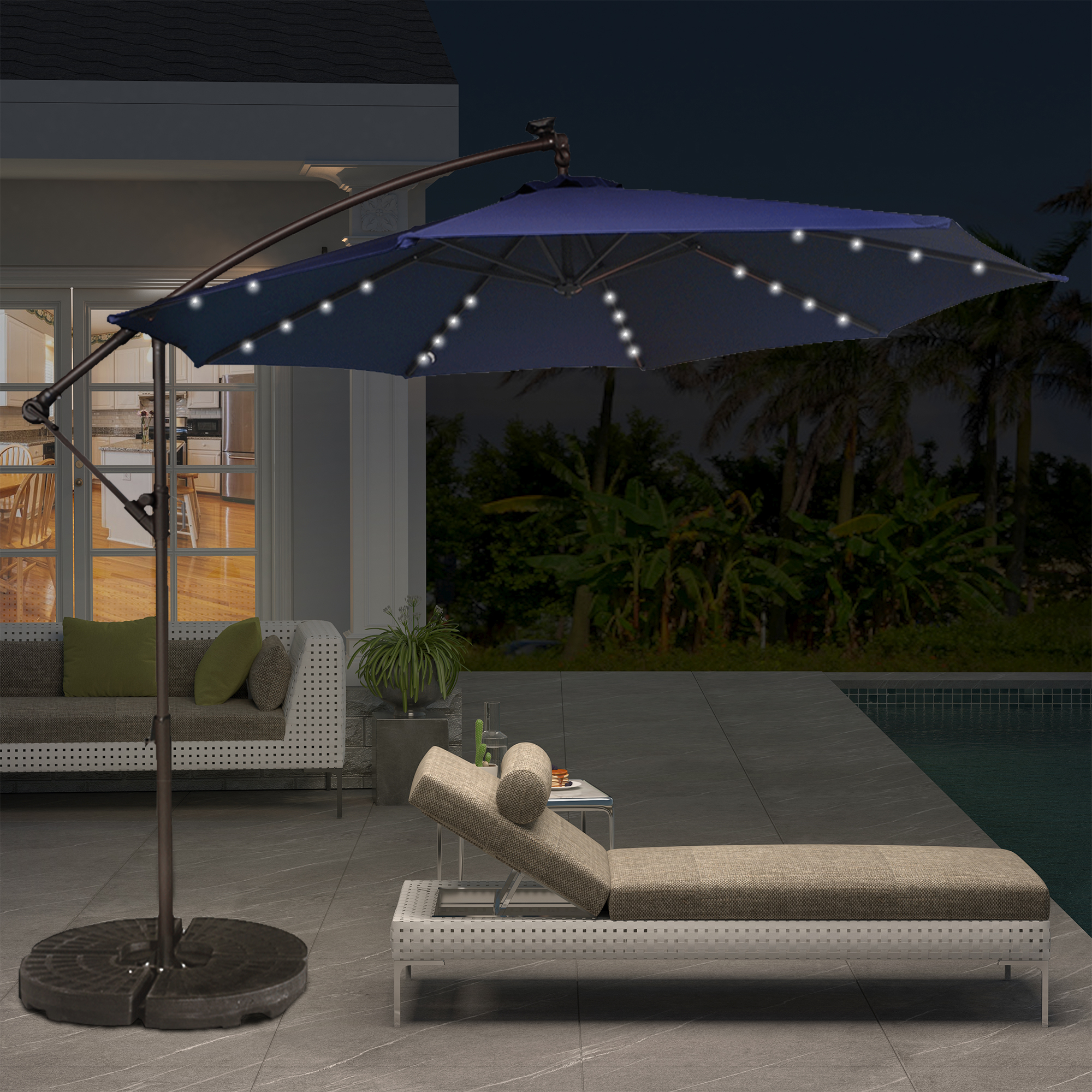 10 Ft Cantilever Patio Offset Umbrella Upgrade Crank Hanging Canopy Umbrella