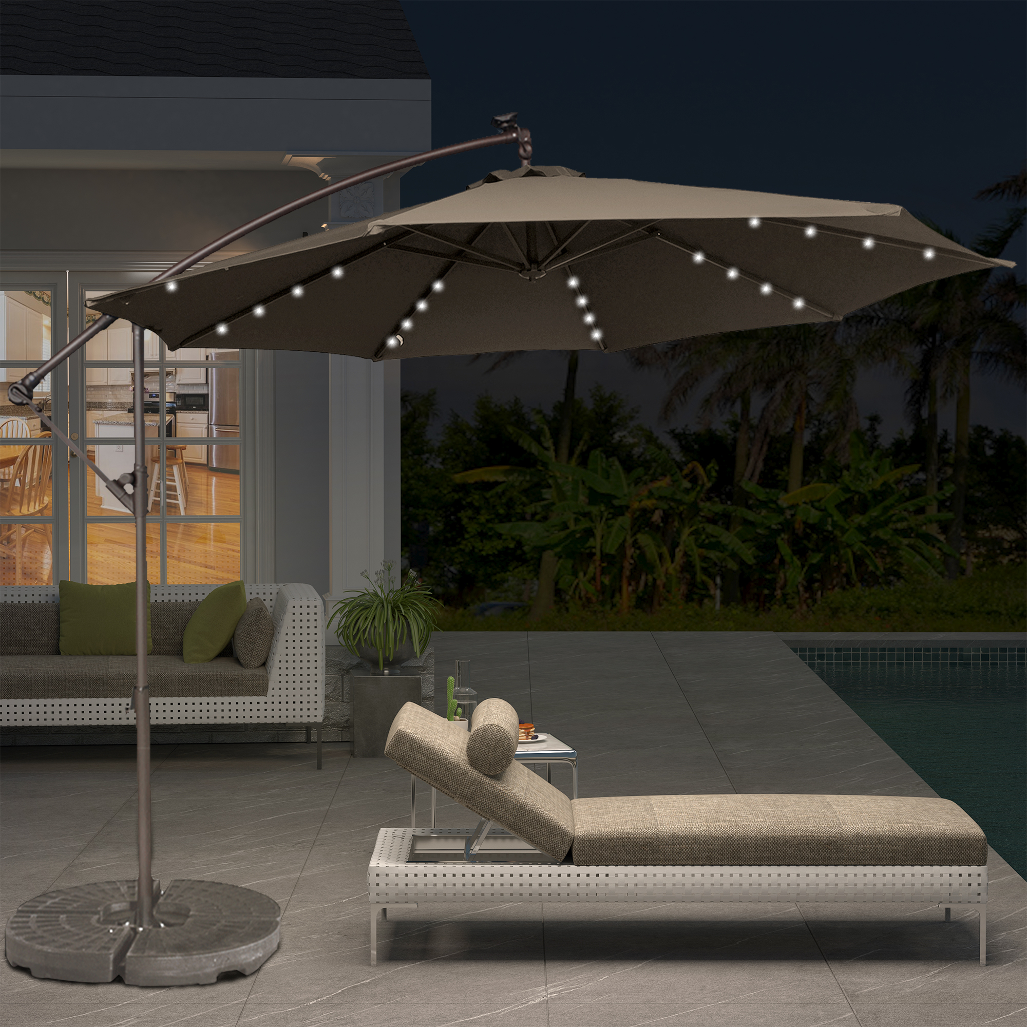 10 Ft Cantilever Patio Offset Umbrella Upgrade Crank Hanging Canopy Umbrella