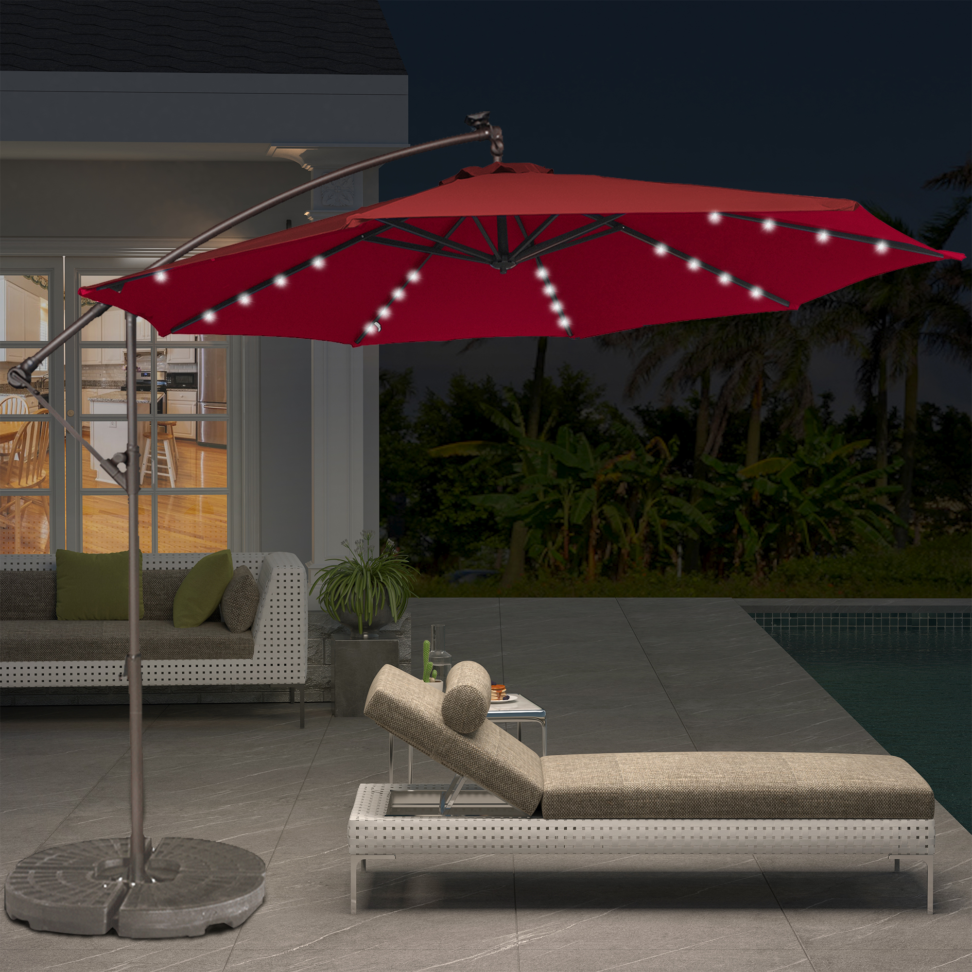 10 Ft Cantilever Patio Offset Umbrella Upgrade Crank Hanging Canopy Umbrella