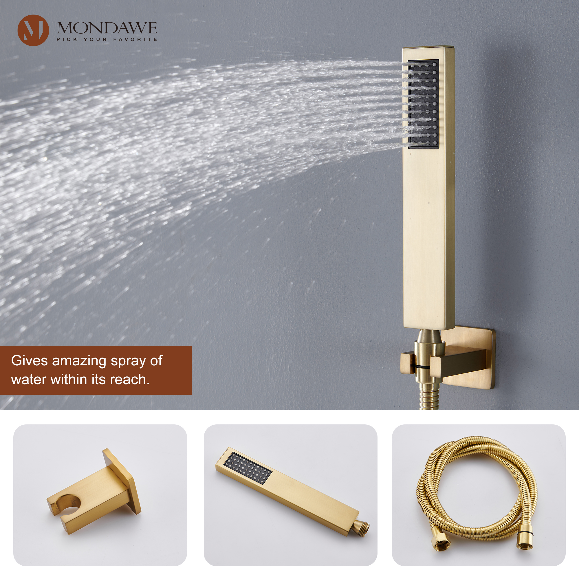 Mondawe 4-Way Shower System with LED and Music Player in Black/Nickel/Gold-Mondawe