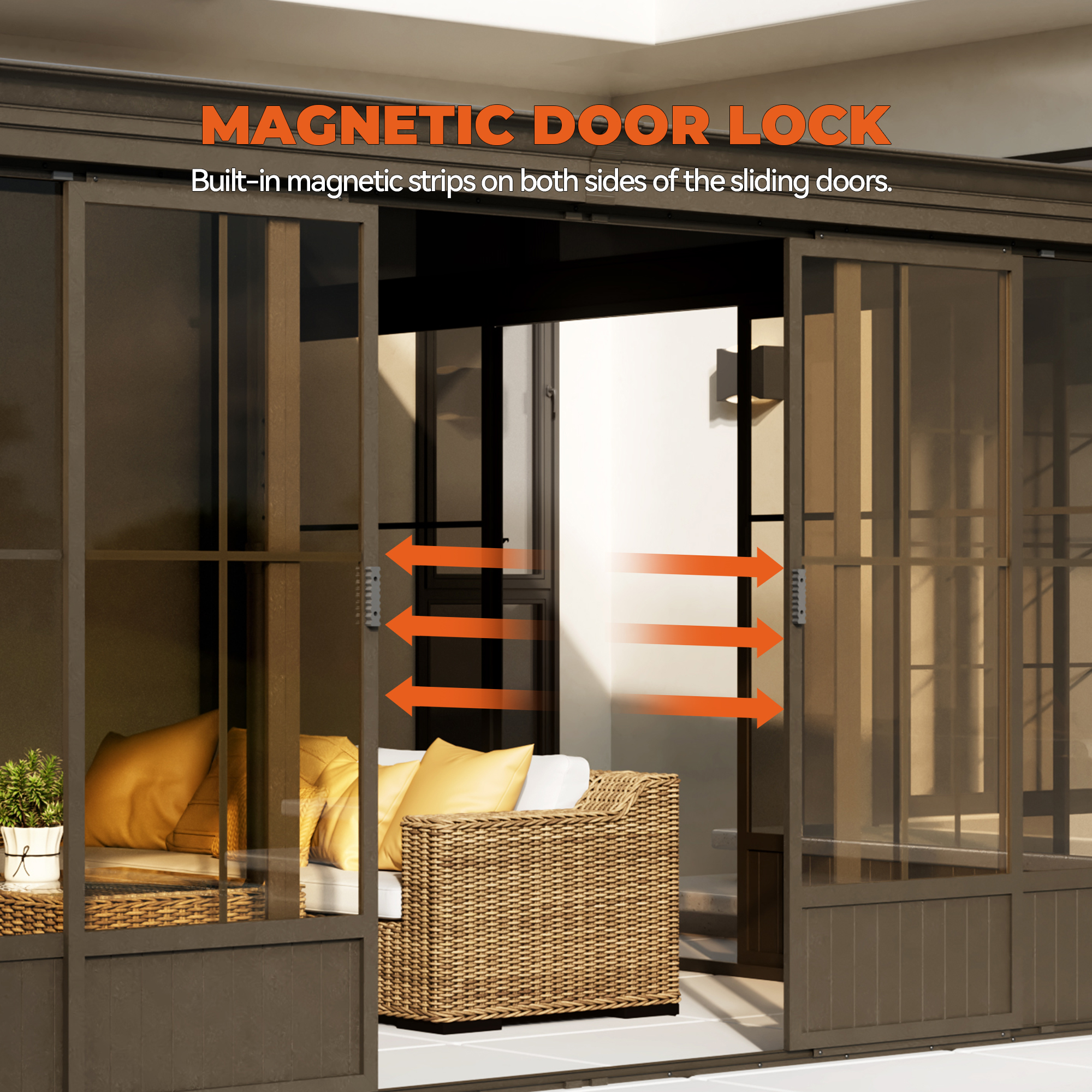 12 ft. x 14 ft. Wall Mounted Gazebo, All-Season Patio Gazebo Sunroom with Side Door, Outdoor Permanent Sunroom