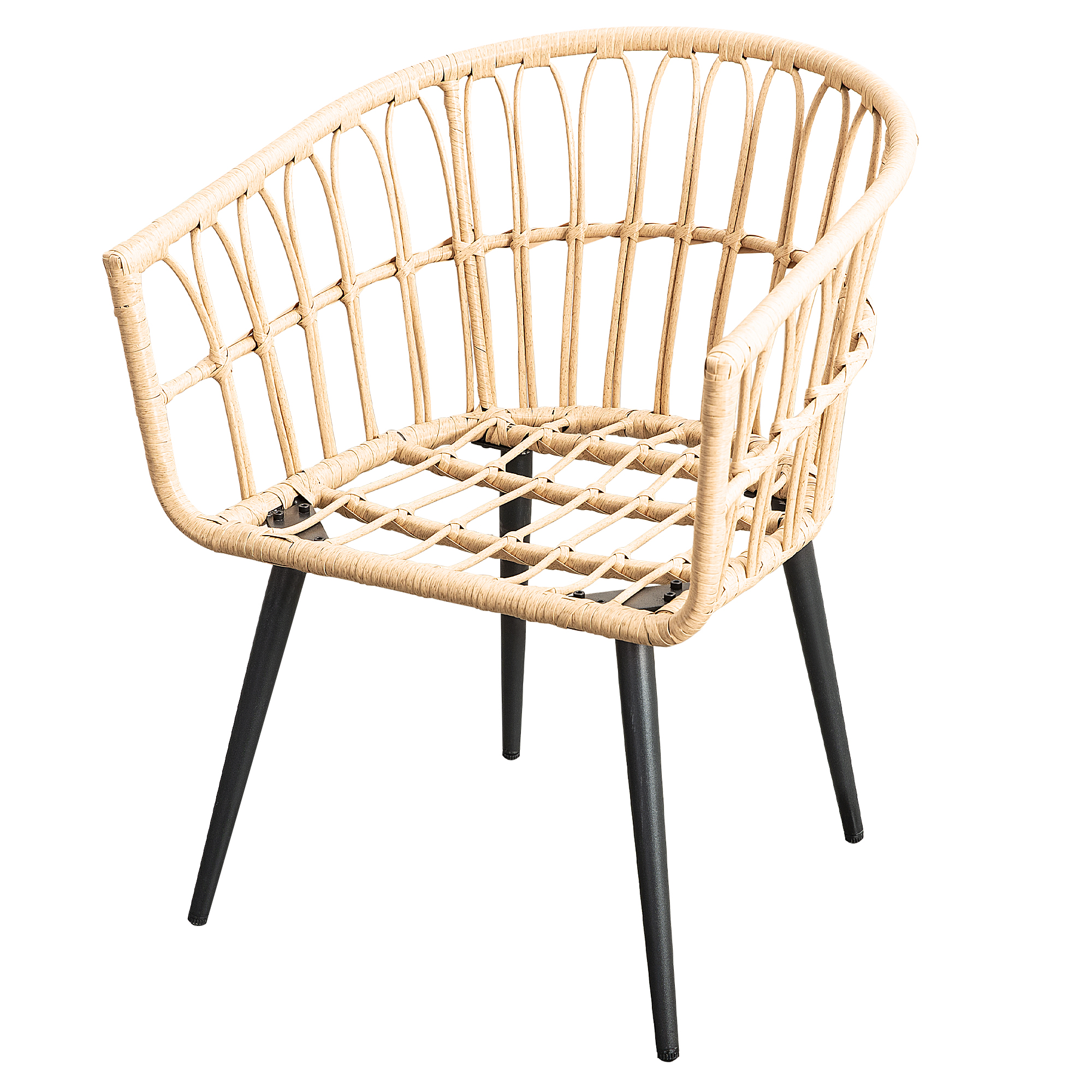 3-Piece PE Rattan Patio Bistro Set – 2 Chairs and 1 Coffee Table with Waterproof Cushions, Outdoor Furniture Set for Balcony/Garden, Beige