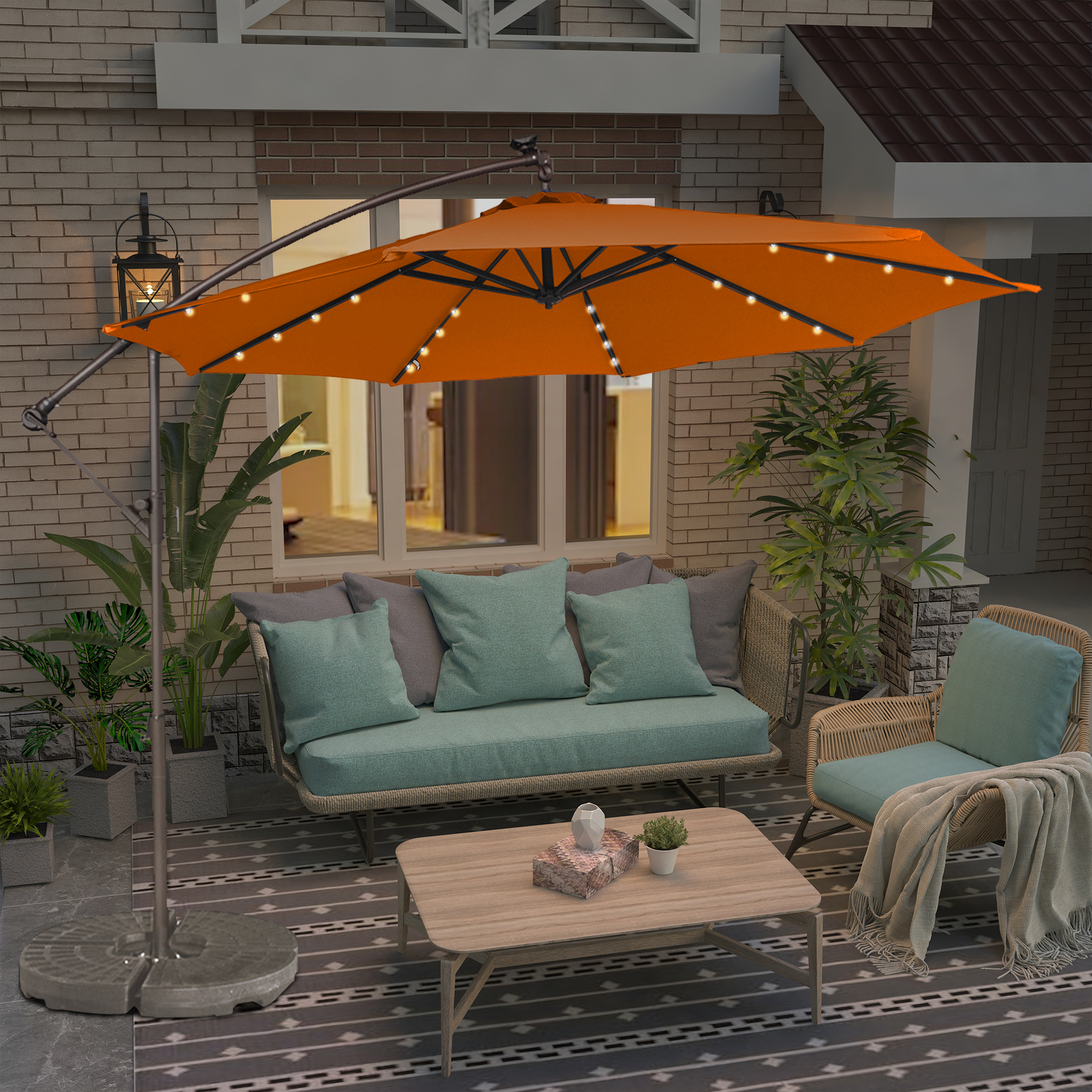 10 Ft Cantilever Patio Offset Umbrella Upgrade Crank Hanging Canopy Umbrella