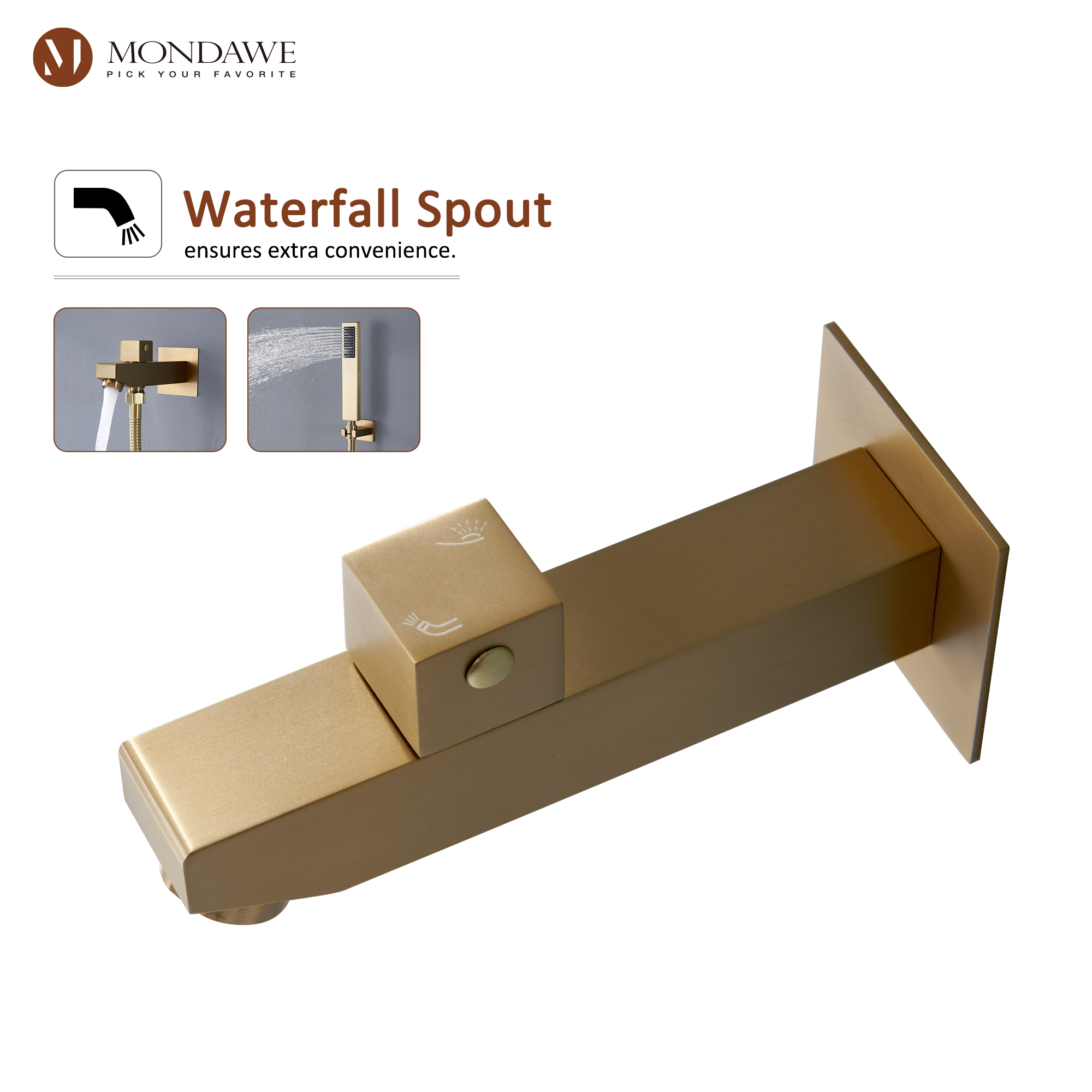 Mondawe 4-Way Shower System with LED and Music Player in Black/Nickel/Gold-Mondawe