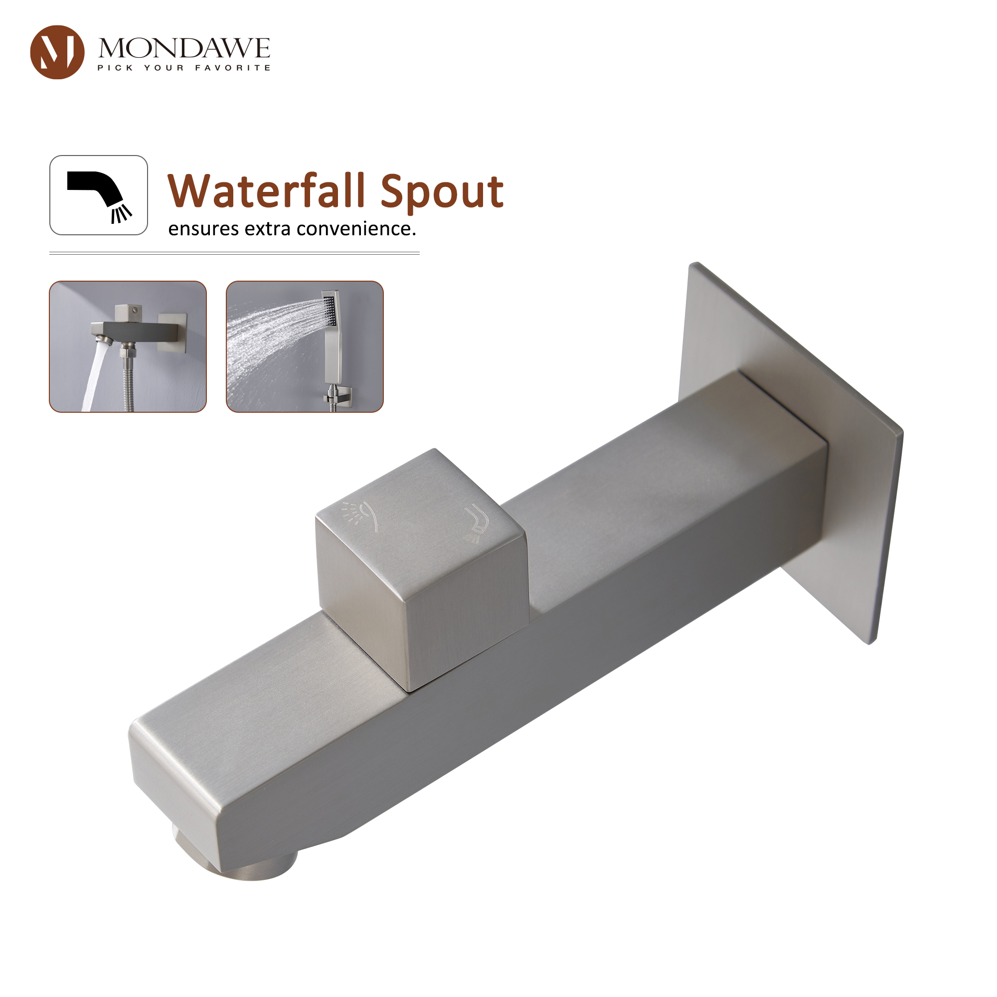 Mondawe 4-Way Shower System with LED and Music Player in Black/Nickel/Gold-Mondawe